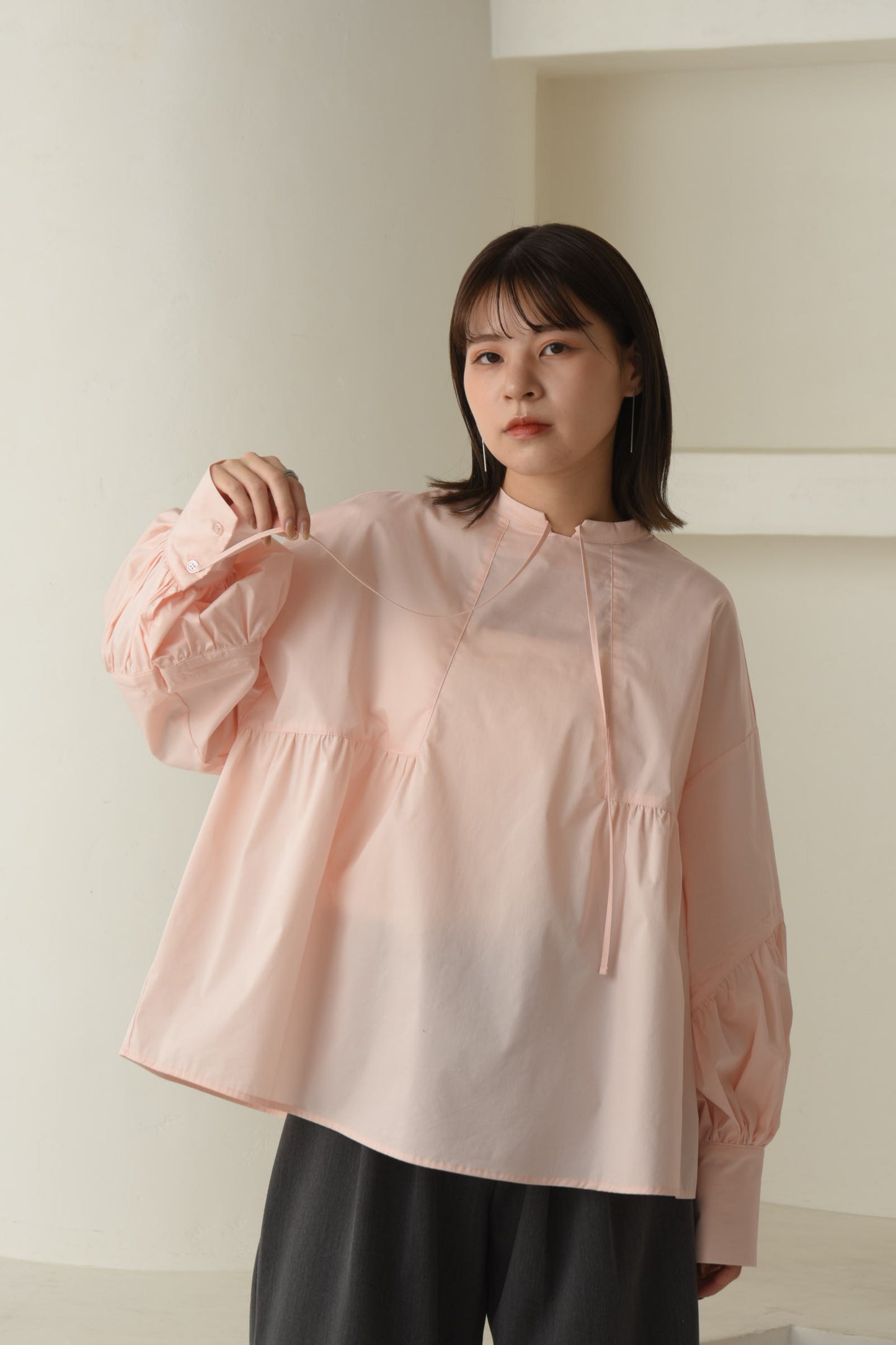 stand neck line design blouse【eim plus+限定アイテム】