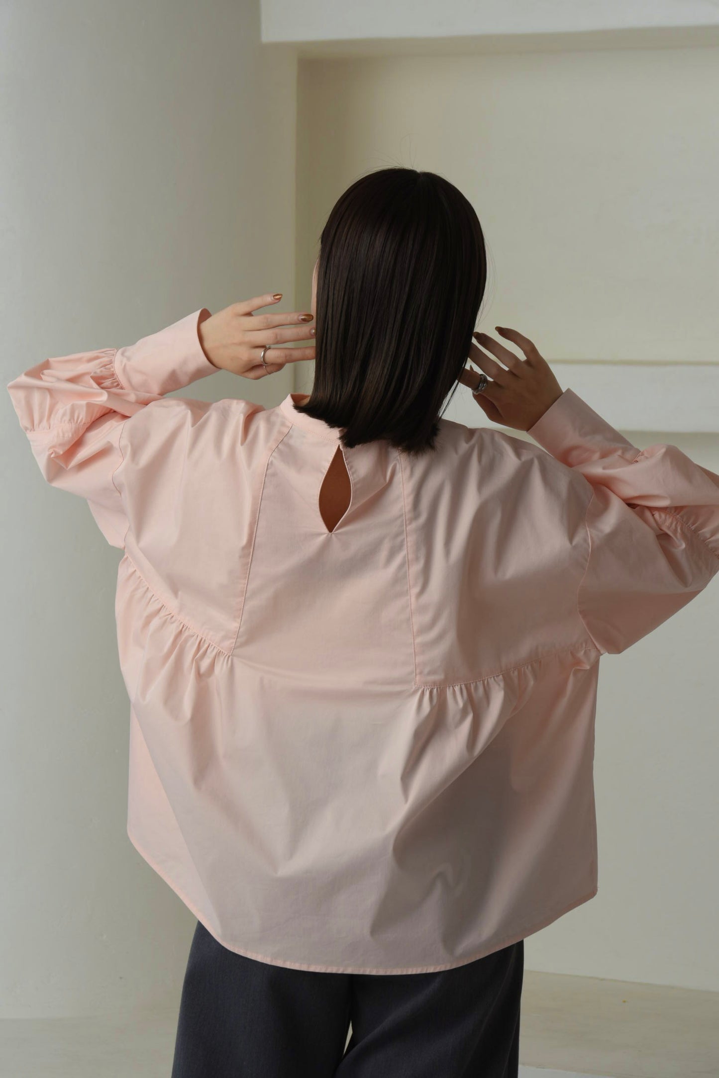 stand neck line design blouse【eim plus+限定アイテム】