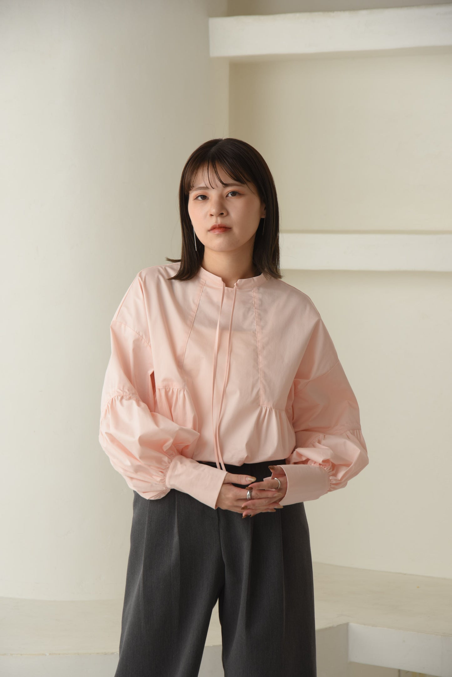stand neck line design blouse【eim plus+限定アイテム】