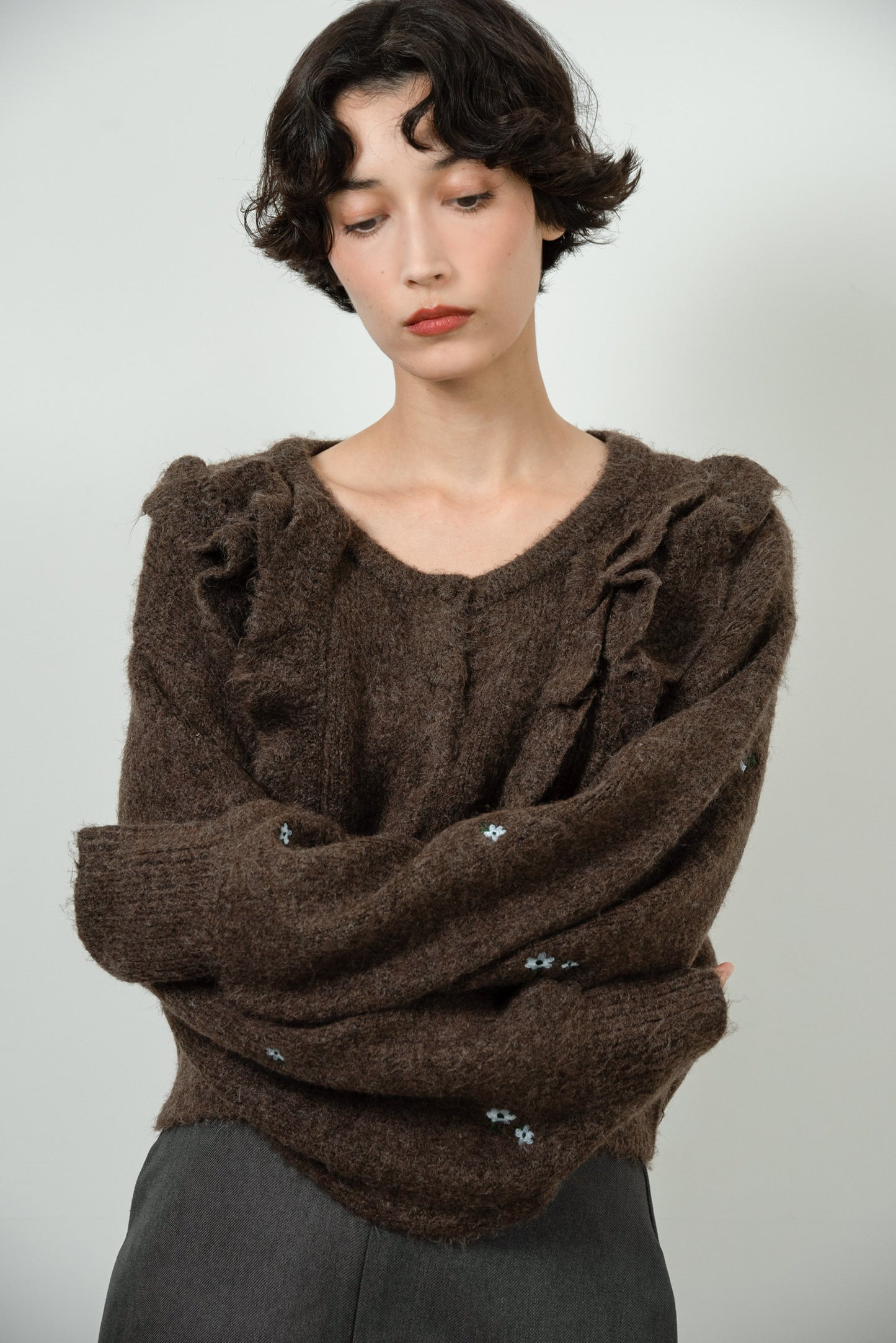 floral pattern embroidery knit