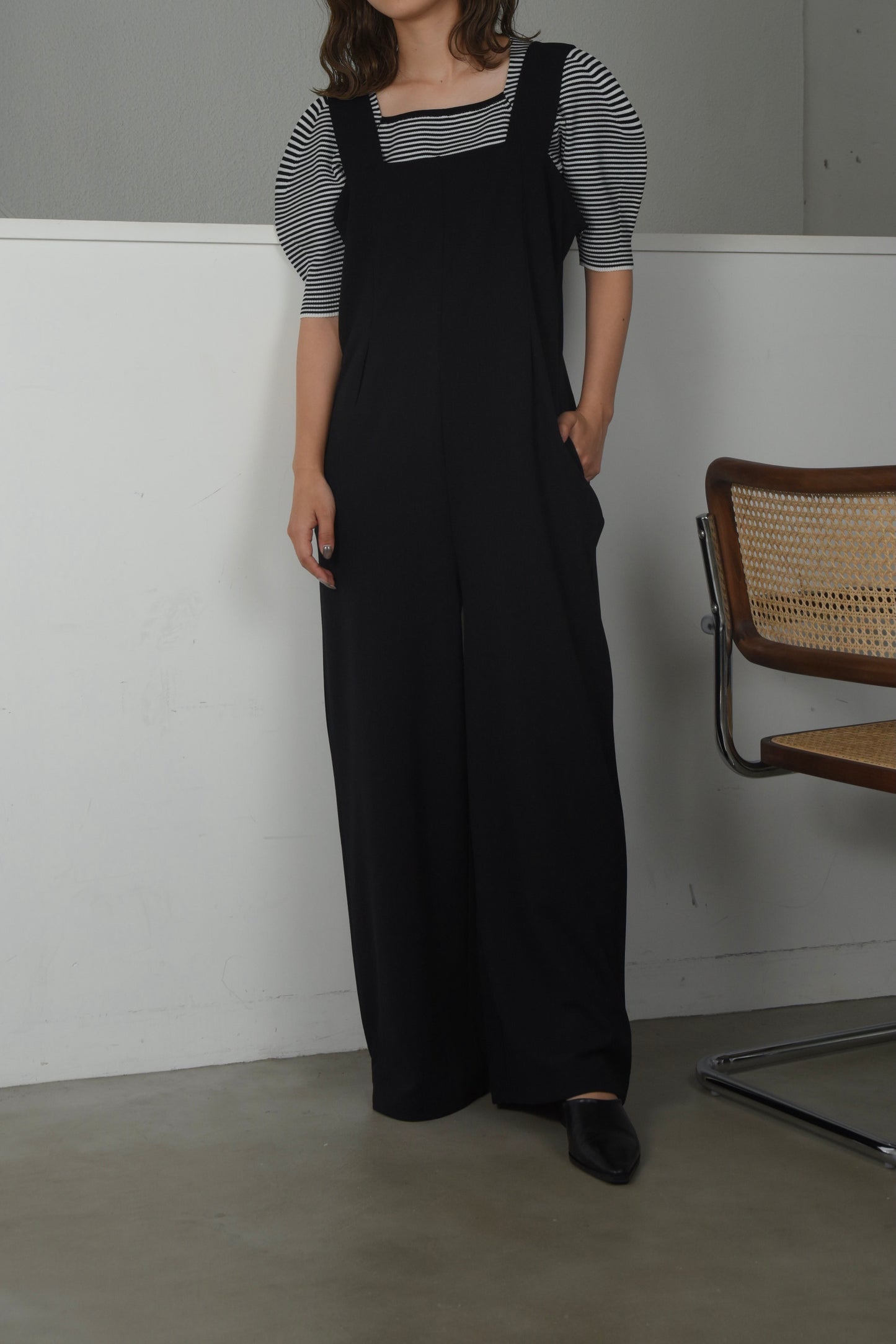 puff sleeve square neck knit