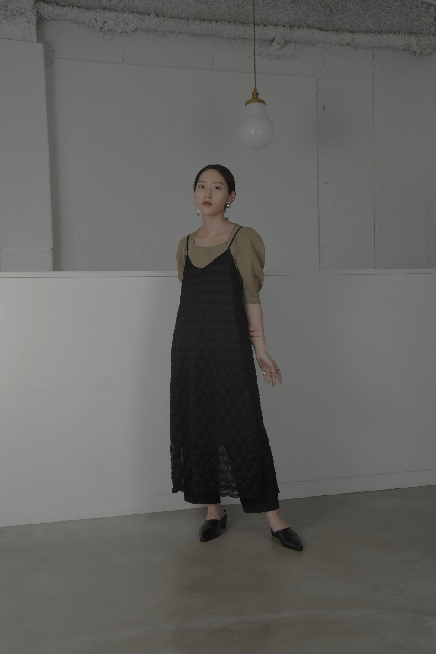 puff sleeve square neck knit