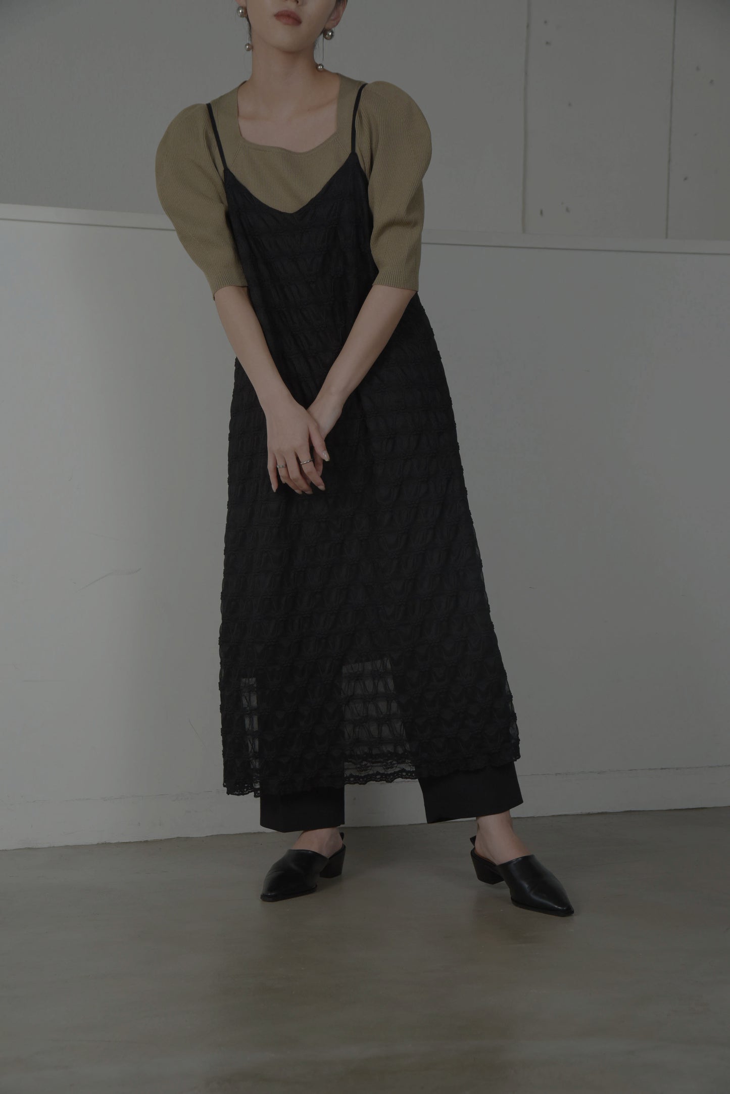 puff sleeve square neck knit