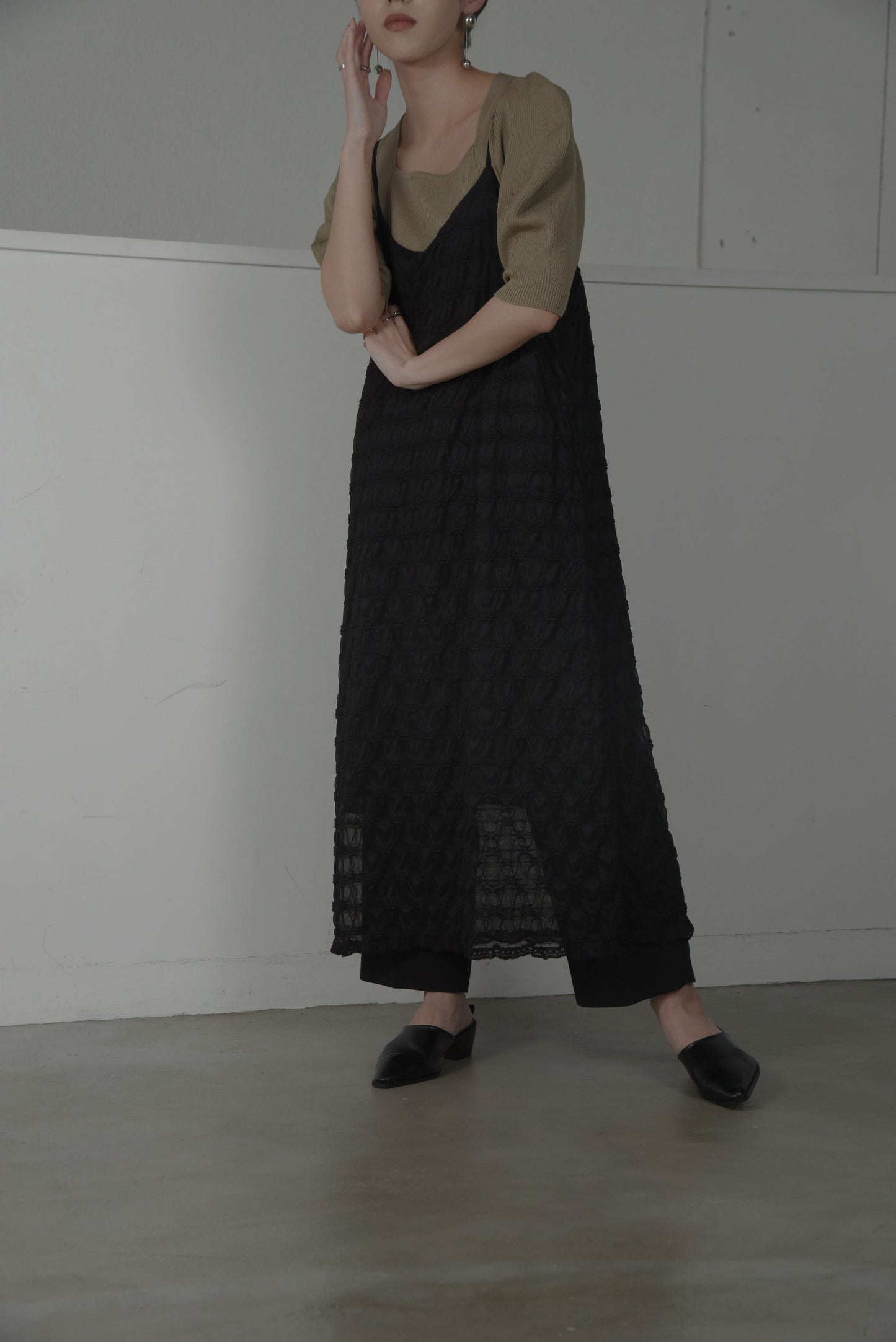 puff sleeve square neck knit