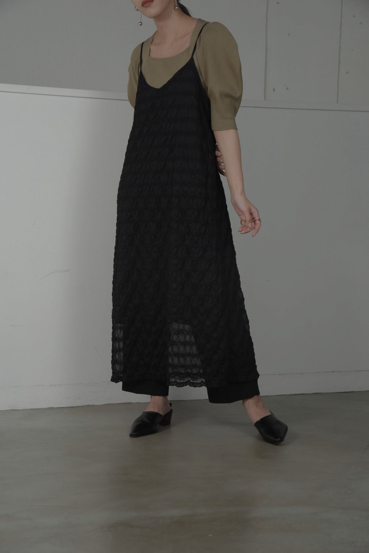 puff sleeve square neck knit