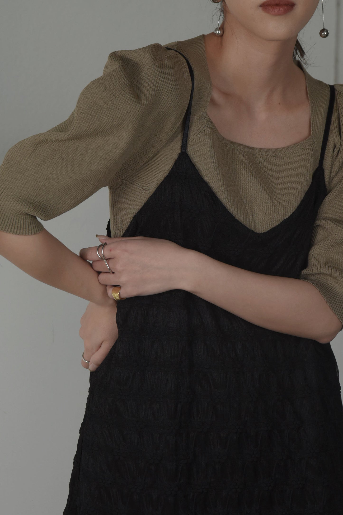 puff sleeve square neck knit