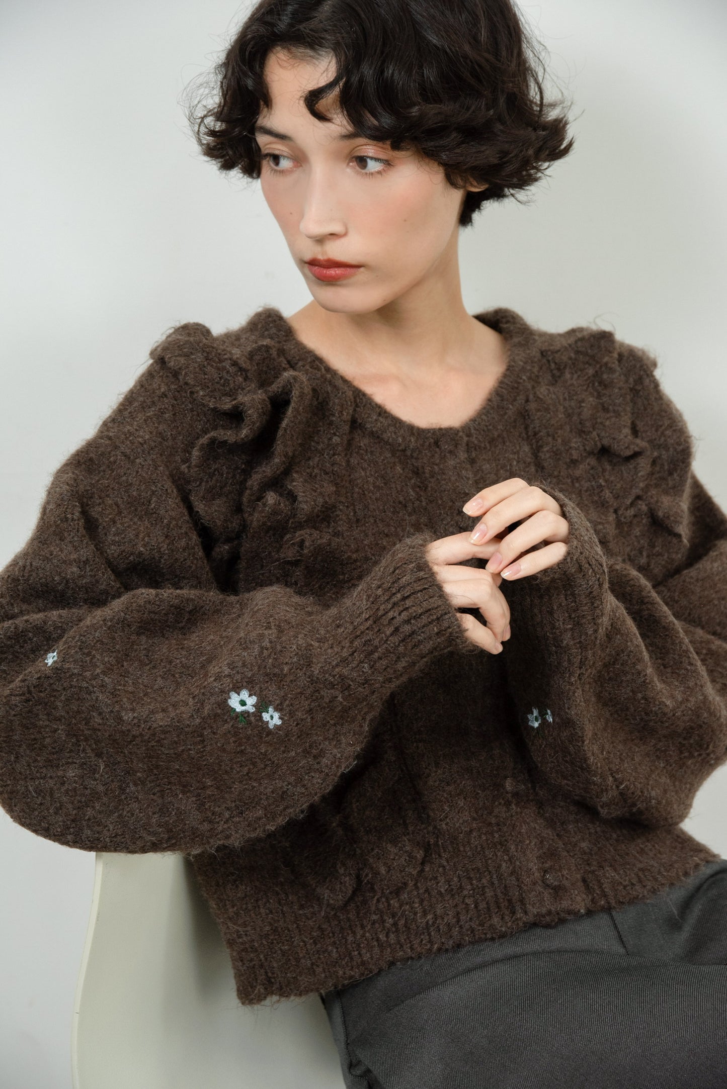 floral pattern embroidery knit