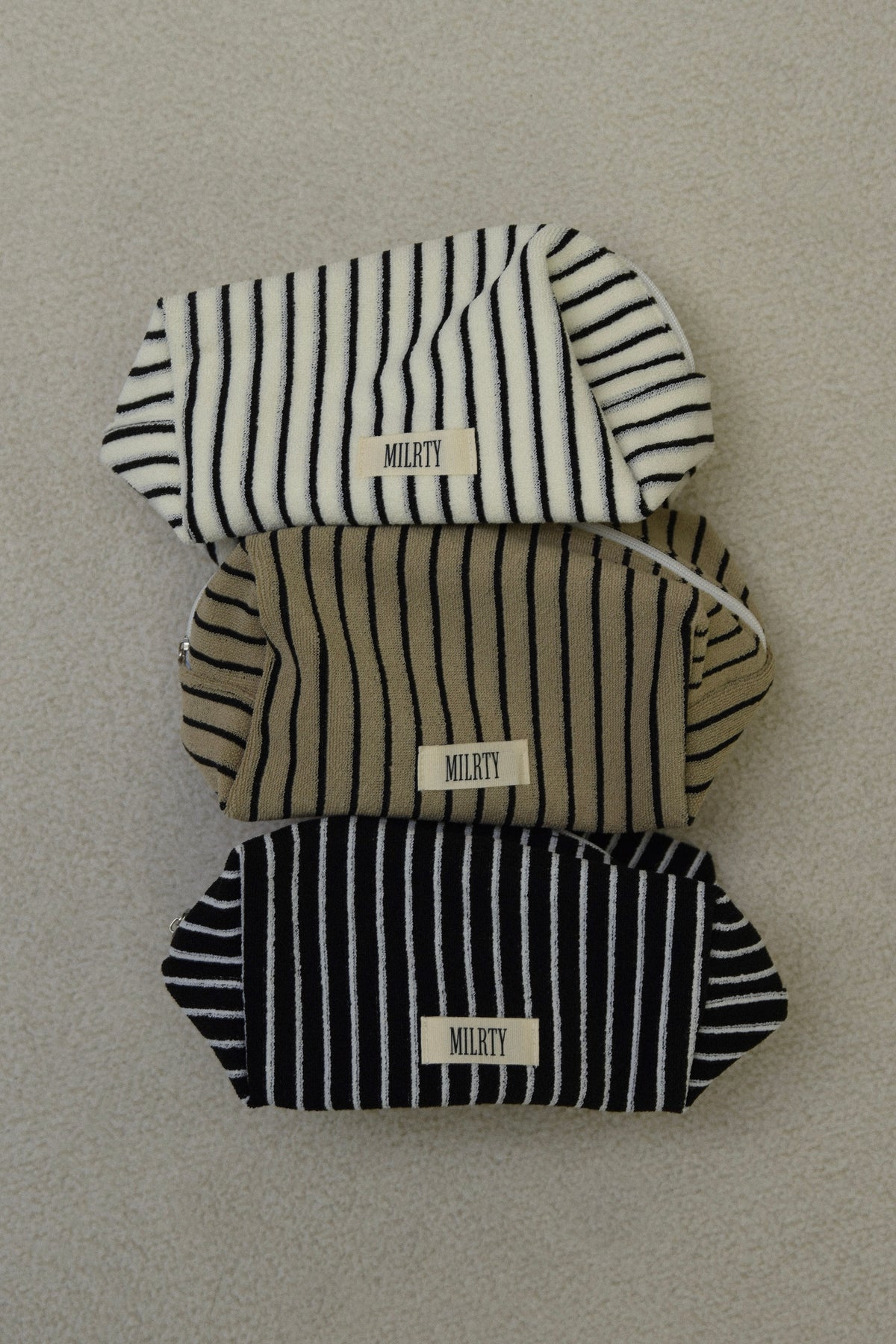 soft stripe terry square pouch