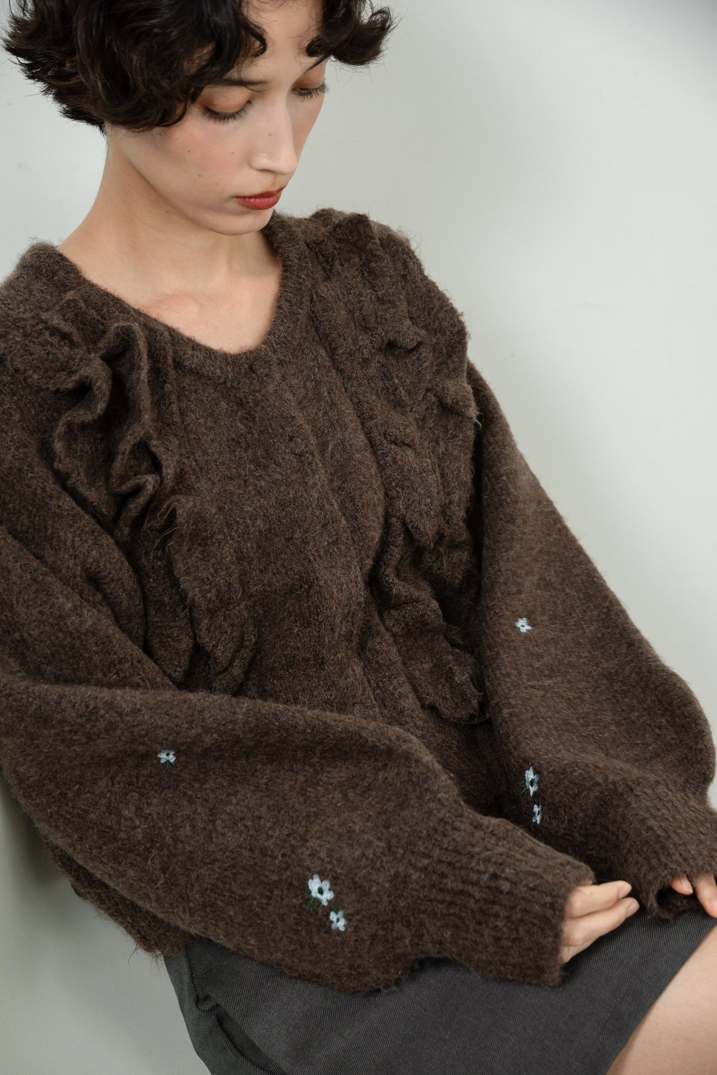 floral pattern embroidery knit