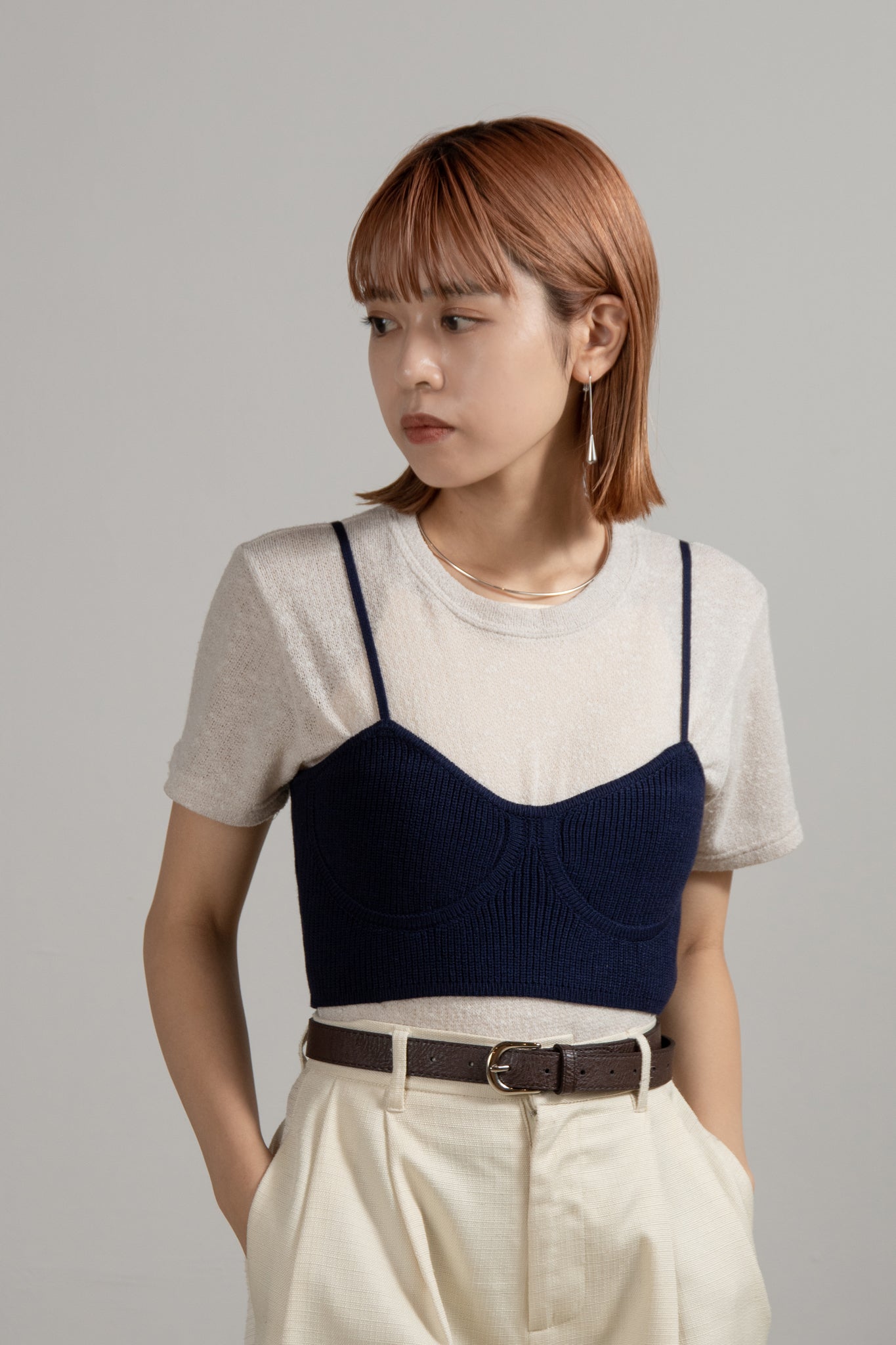slim strap lingerie knit bustier