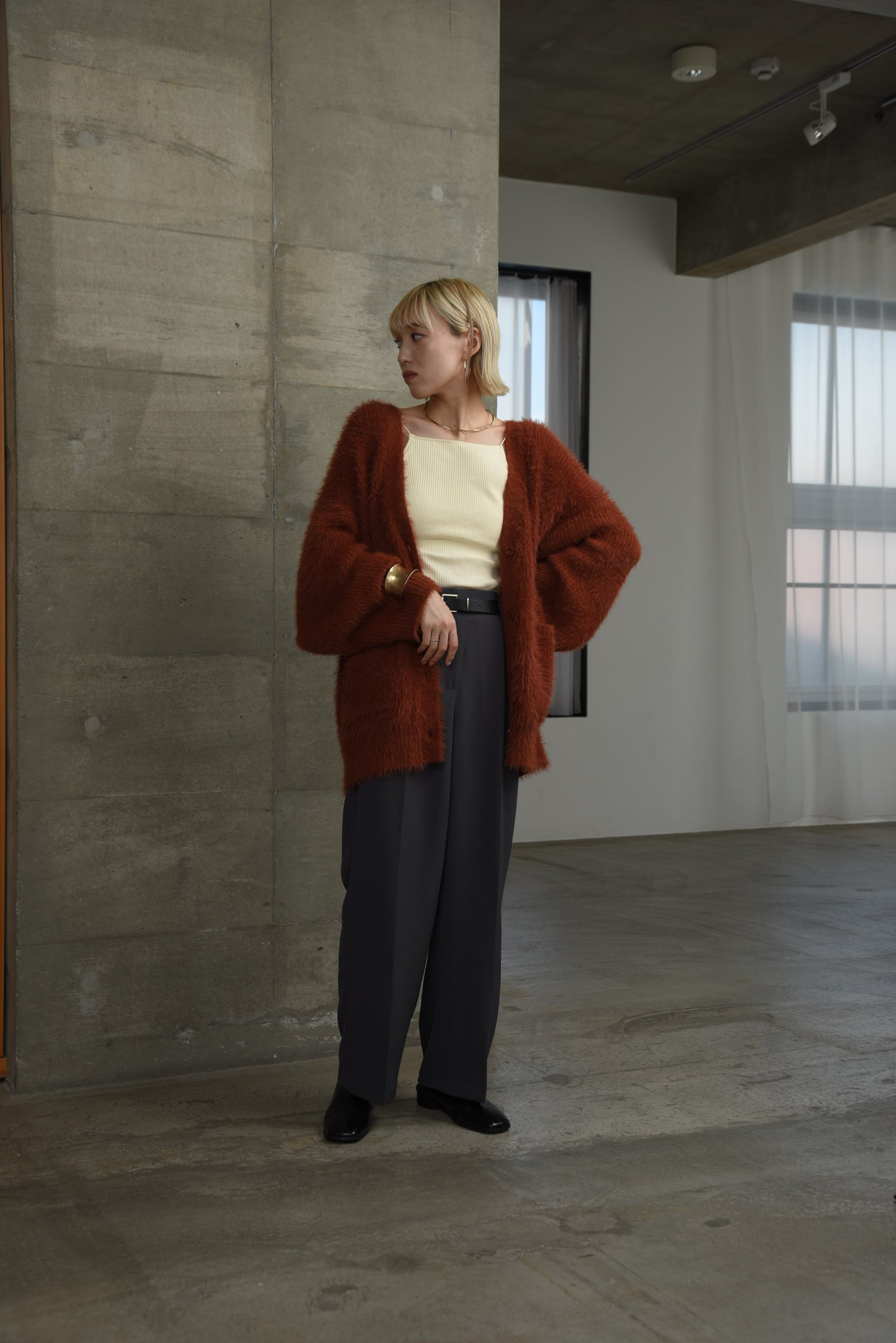 shaggy over size cardigan