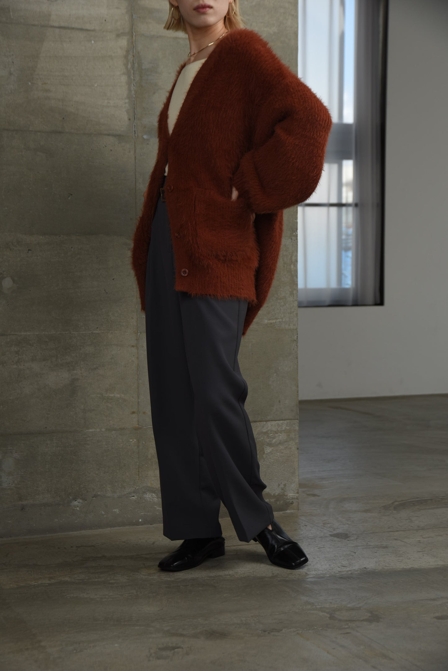 shaggy over size cardigan
