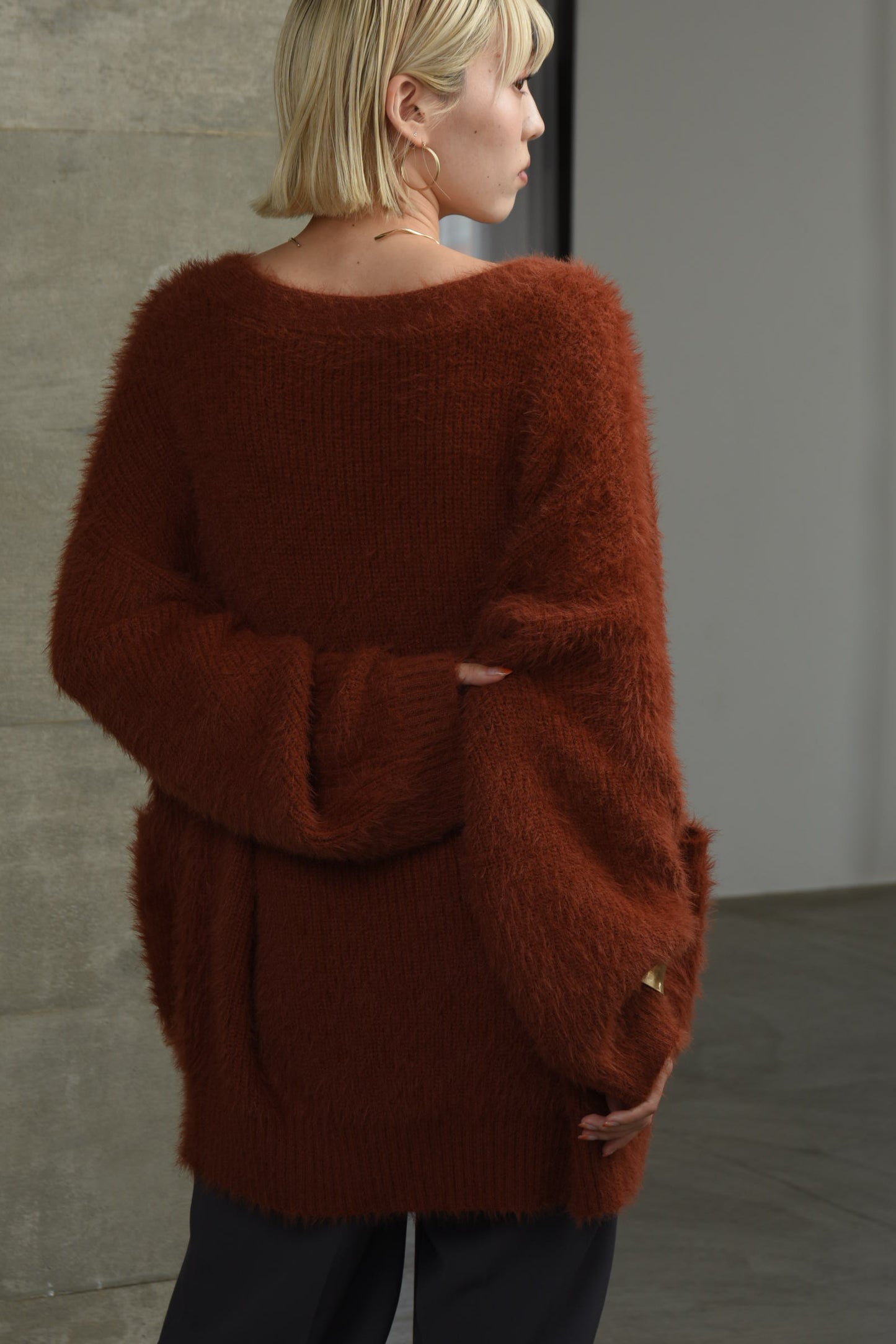 shaggy over size cardigan