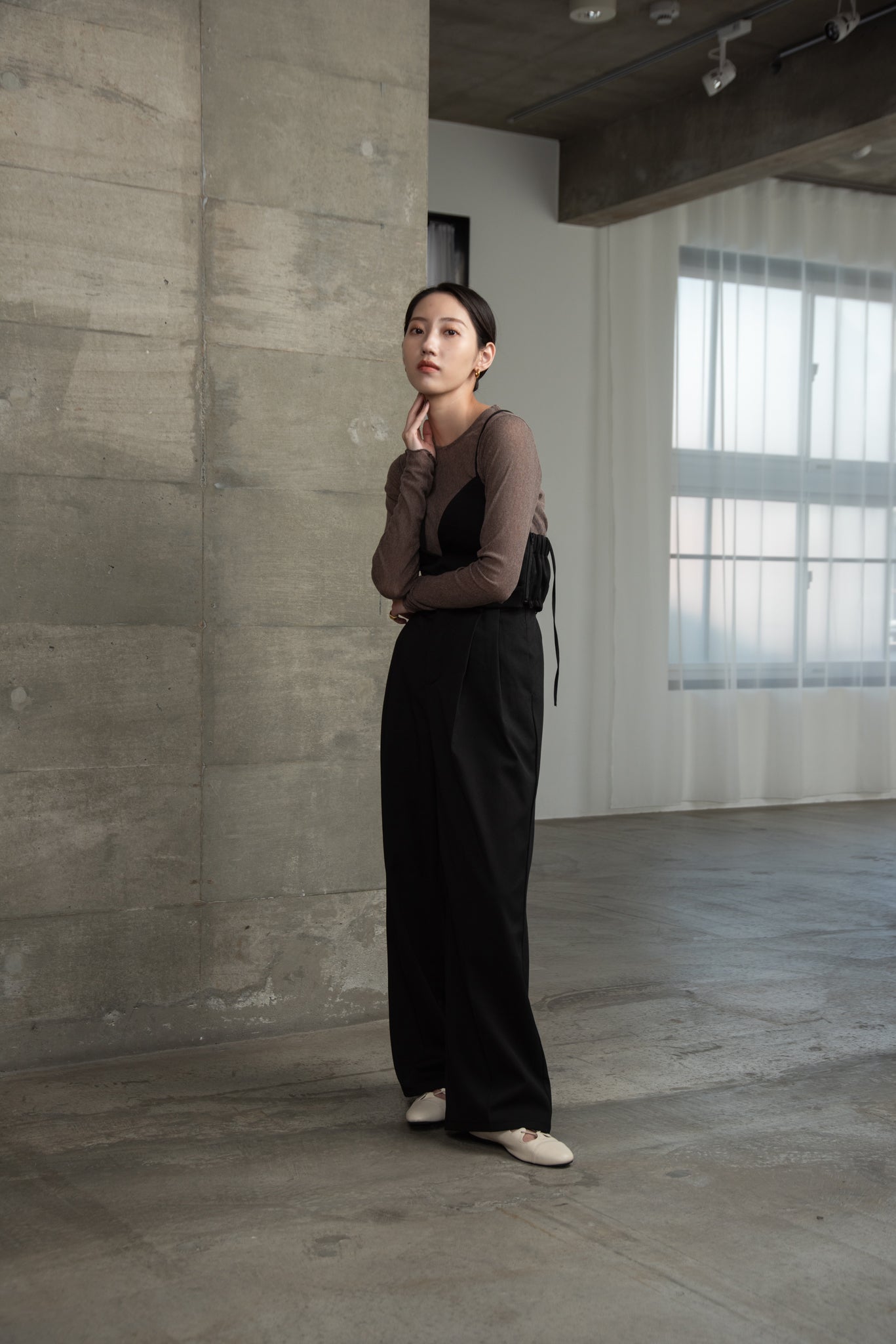 crew neck basic sheer tops