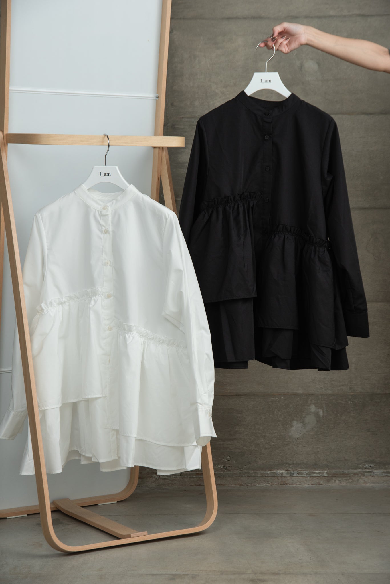 asymmetry gather flare blouse