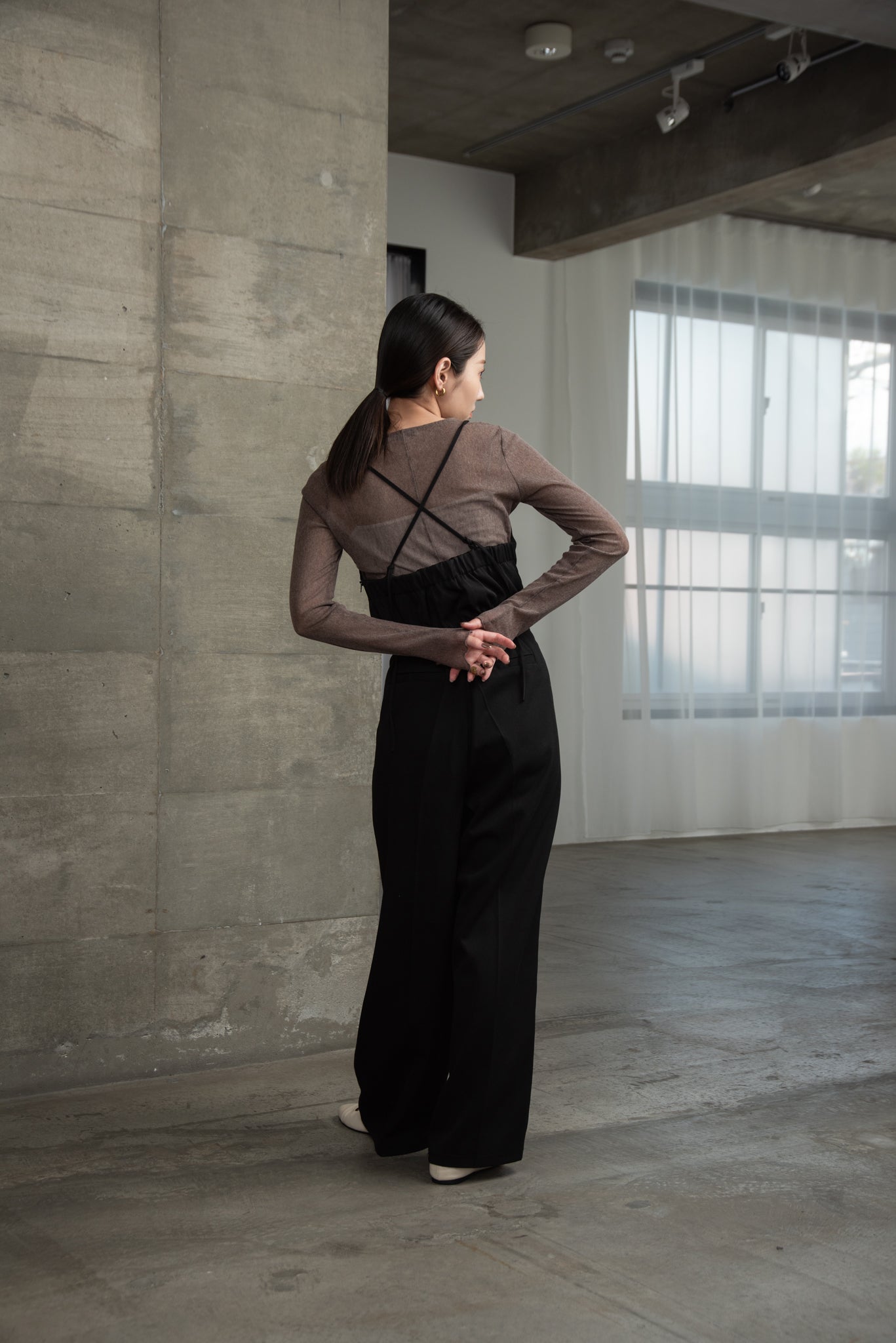 crew neck basic sheer tops