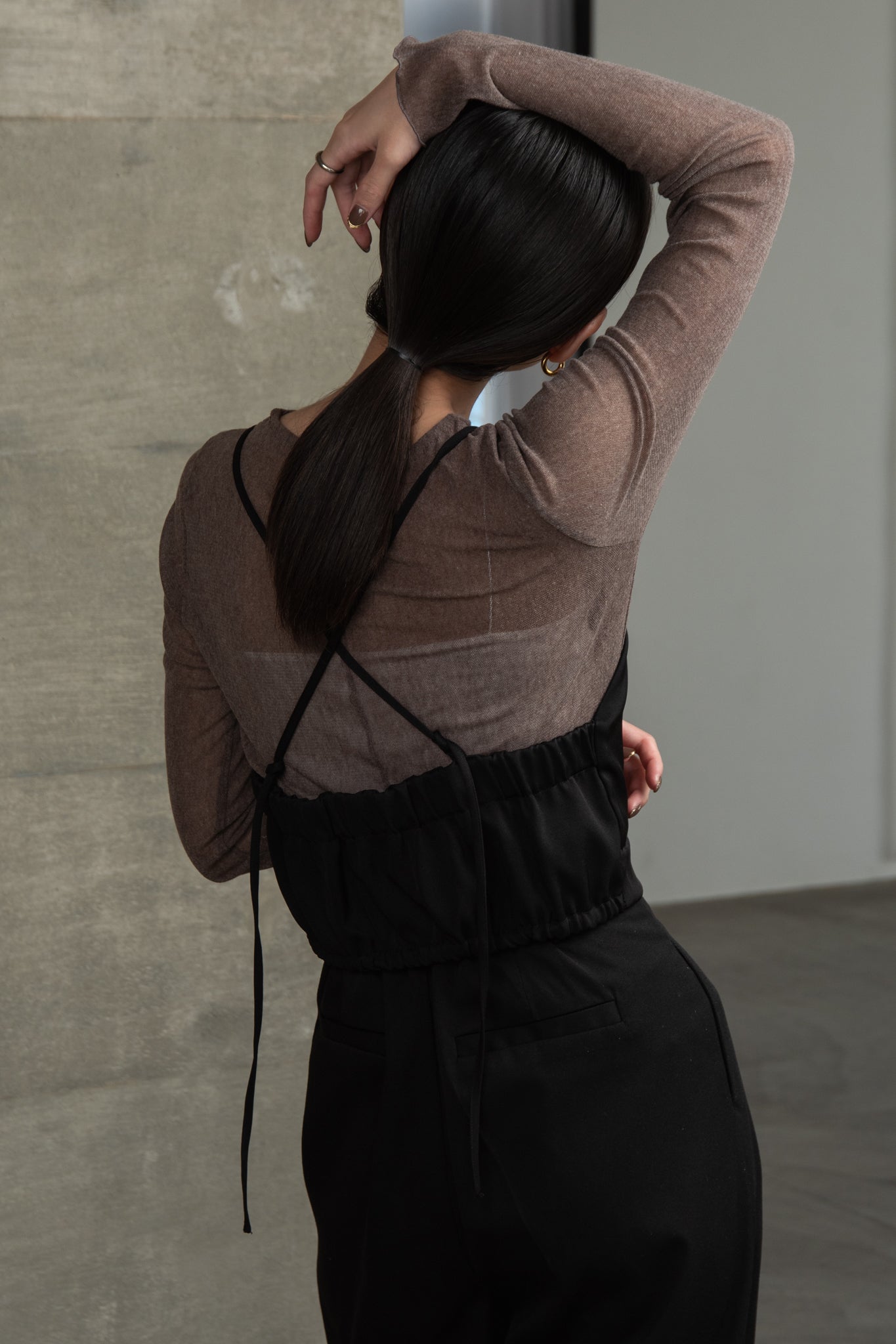crew neck basic sheer tops