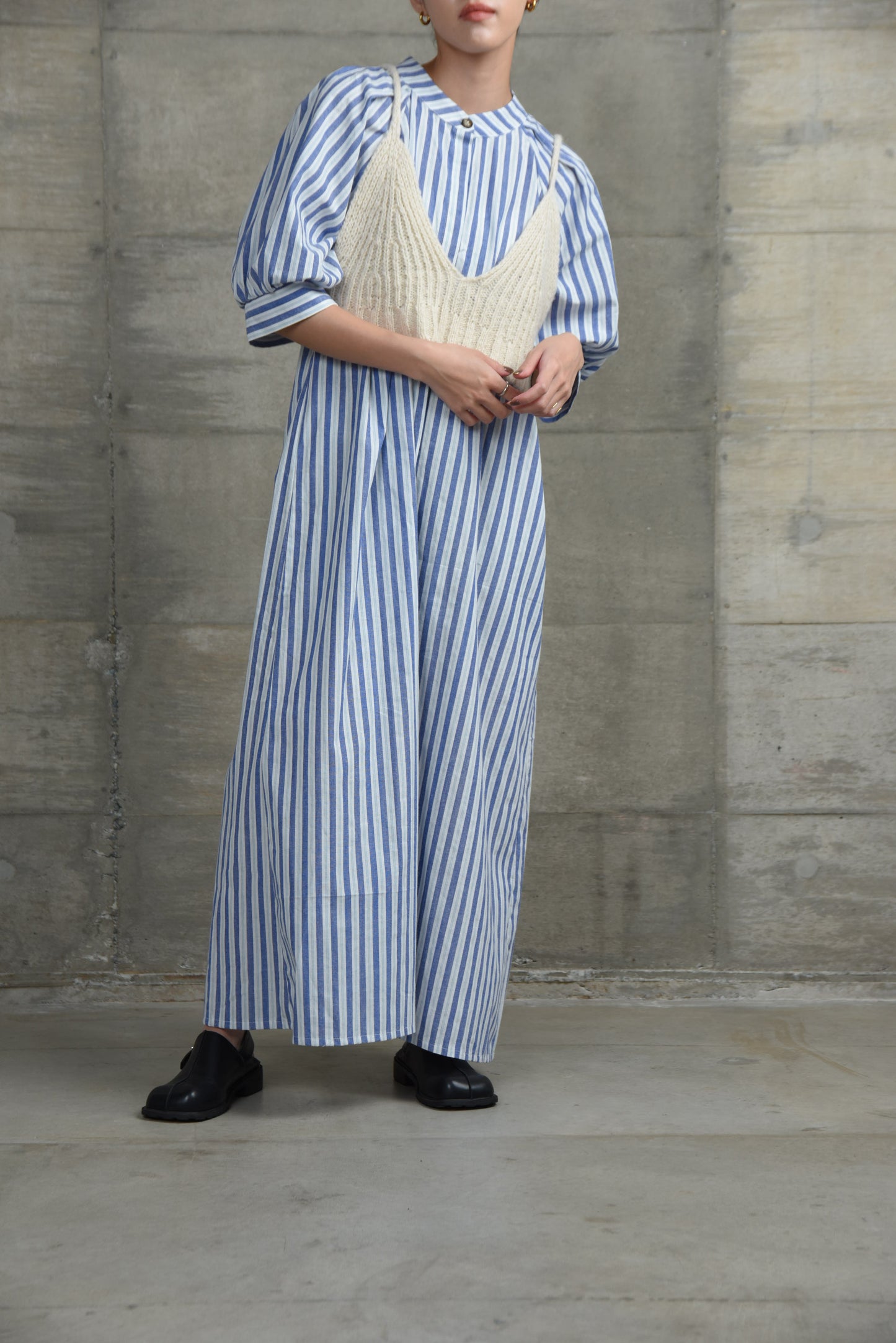 stripe shoulder tuck shirt ops