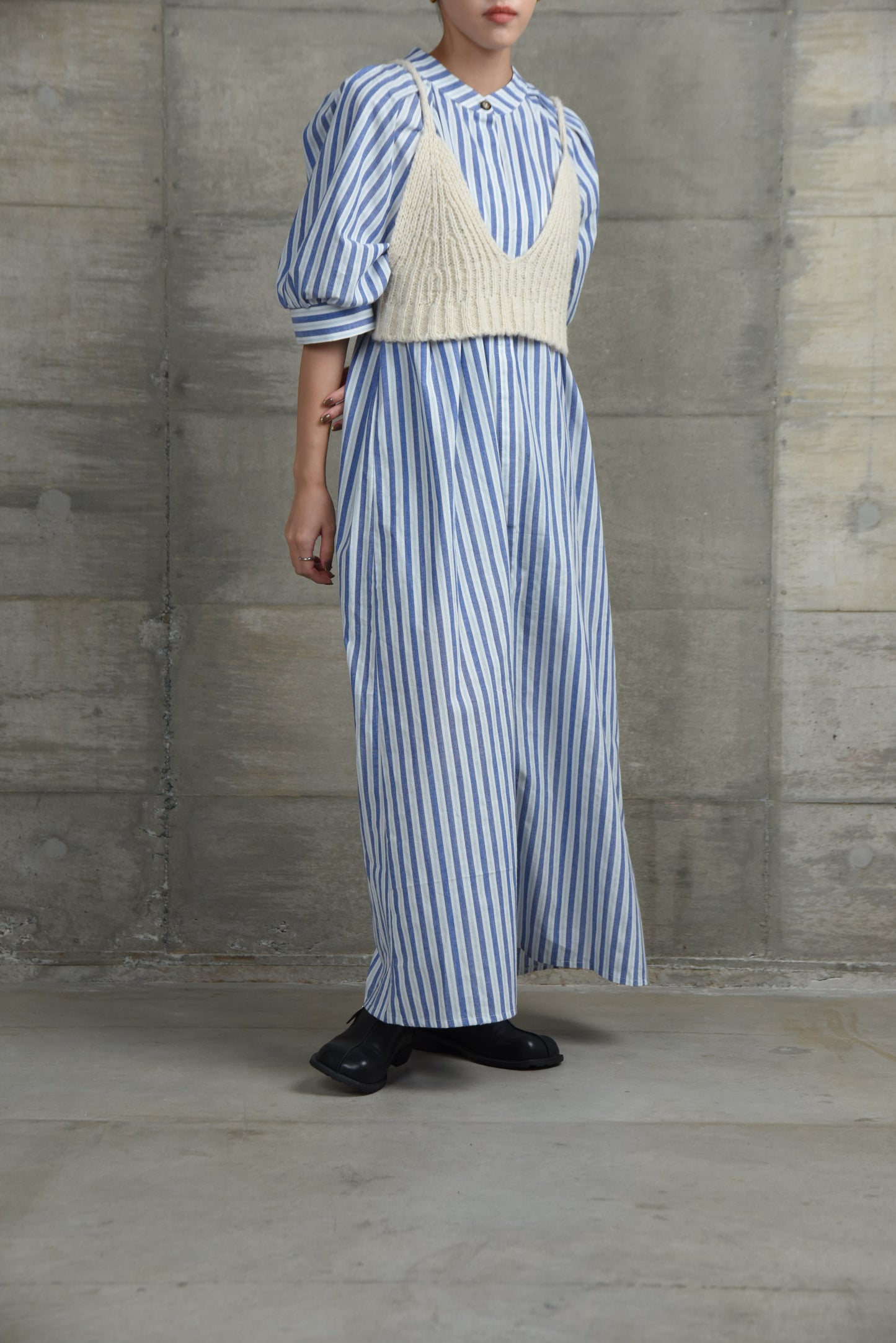 stripe shoulder tuck shirt ops