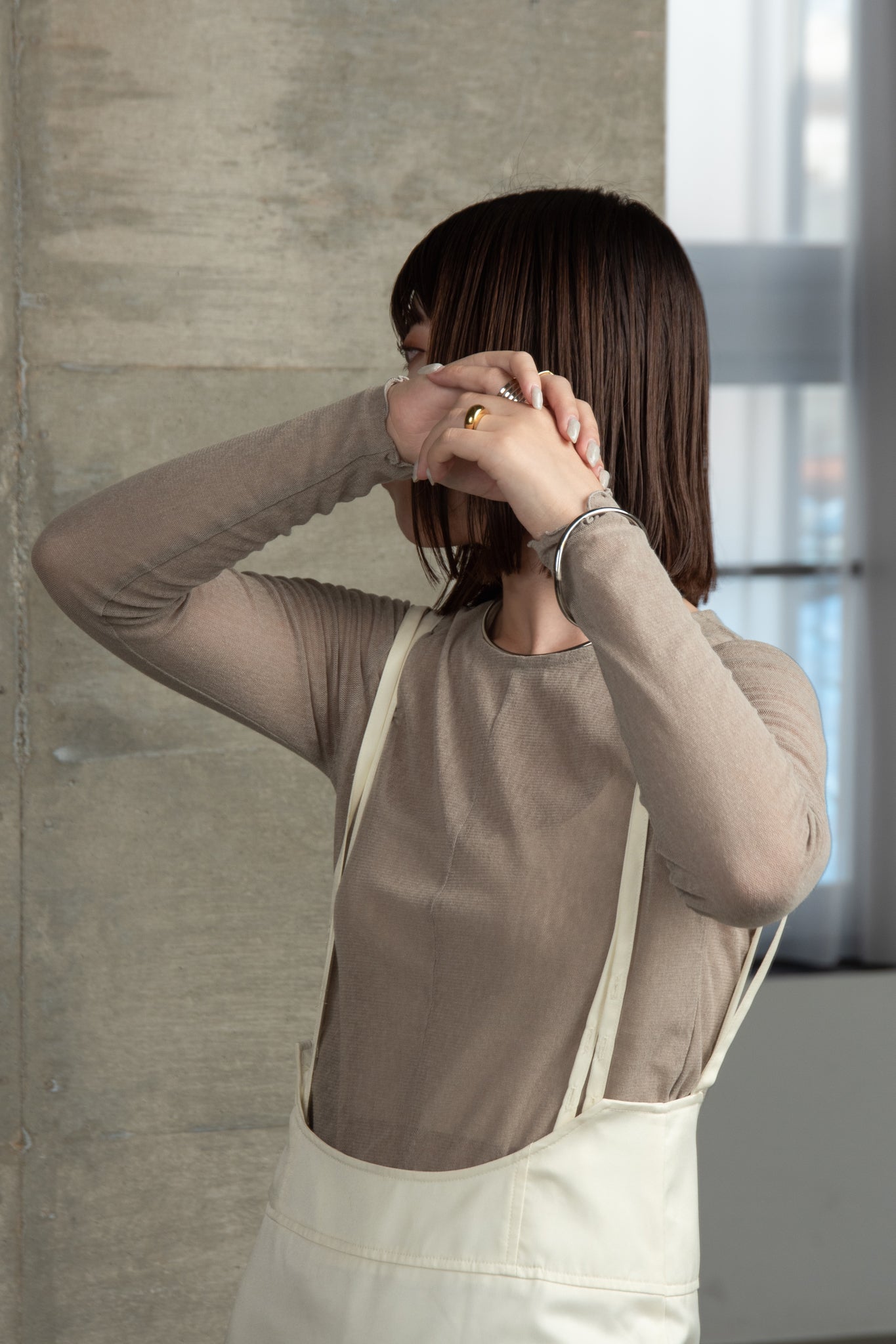 crew neck basic sheer tops