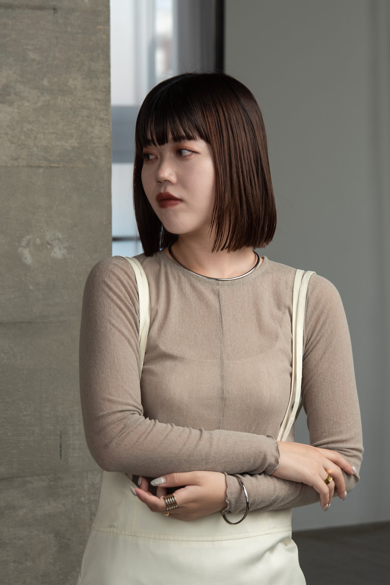crew neck basic sheer tops