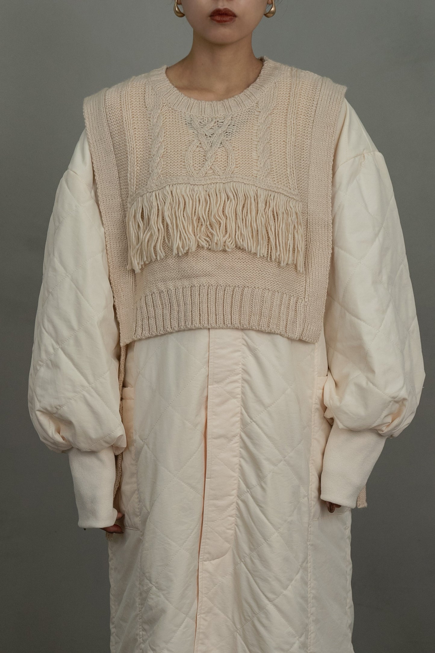 quilting volume sleeve long coat