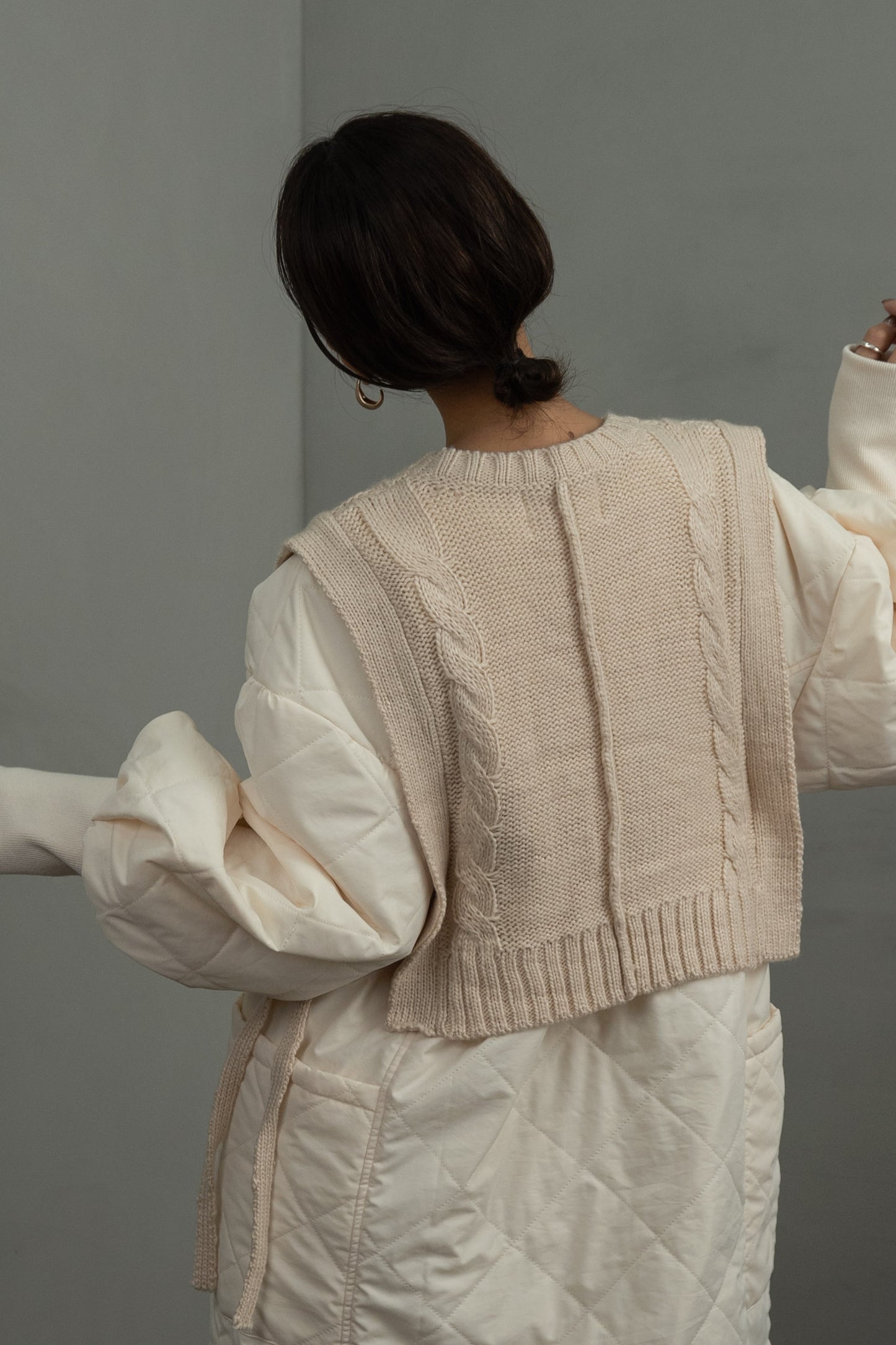 quilting volume sleeve long coat