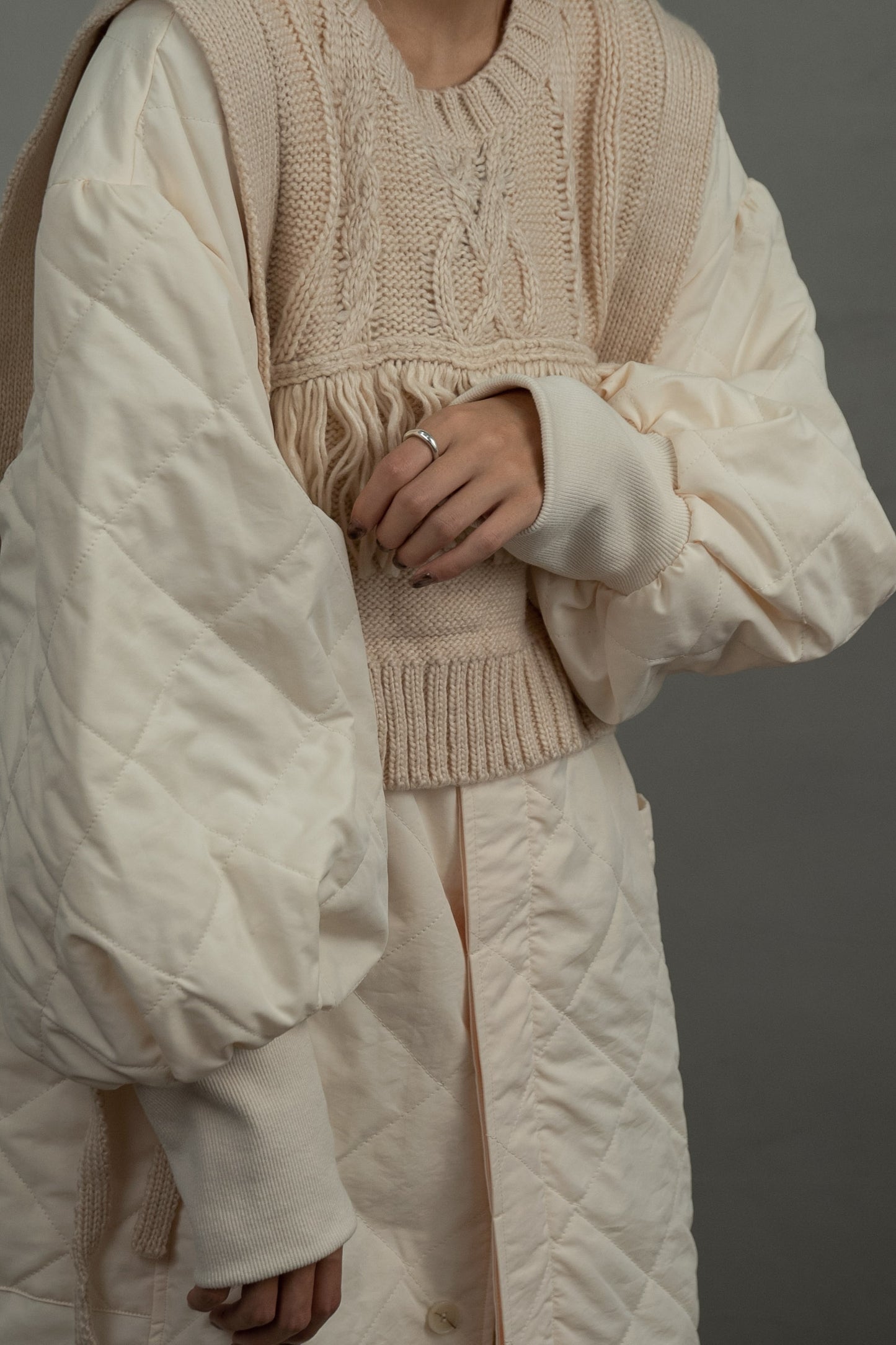 quilting volume sleeve long coat