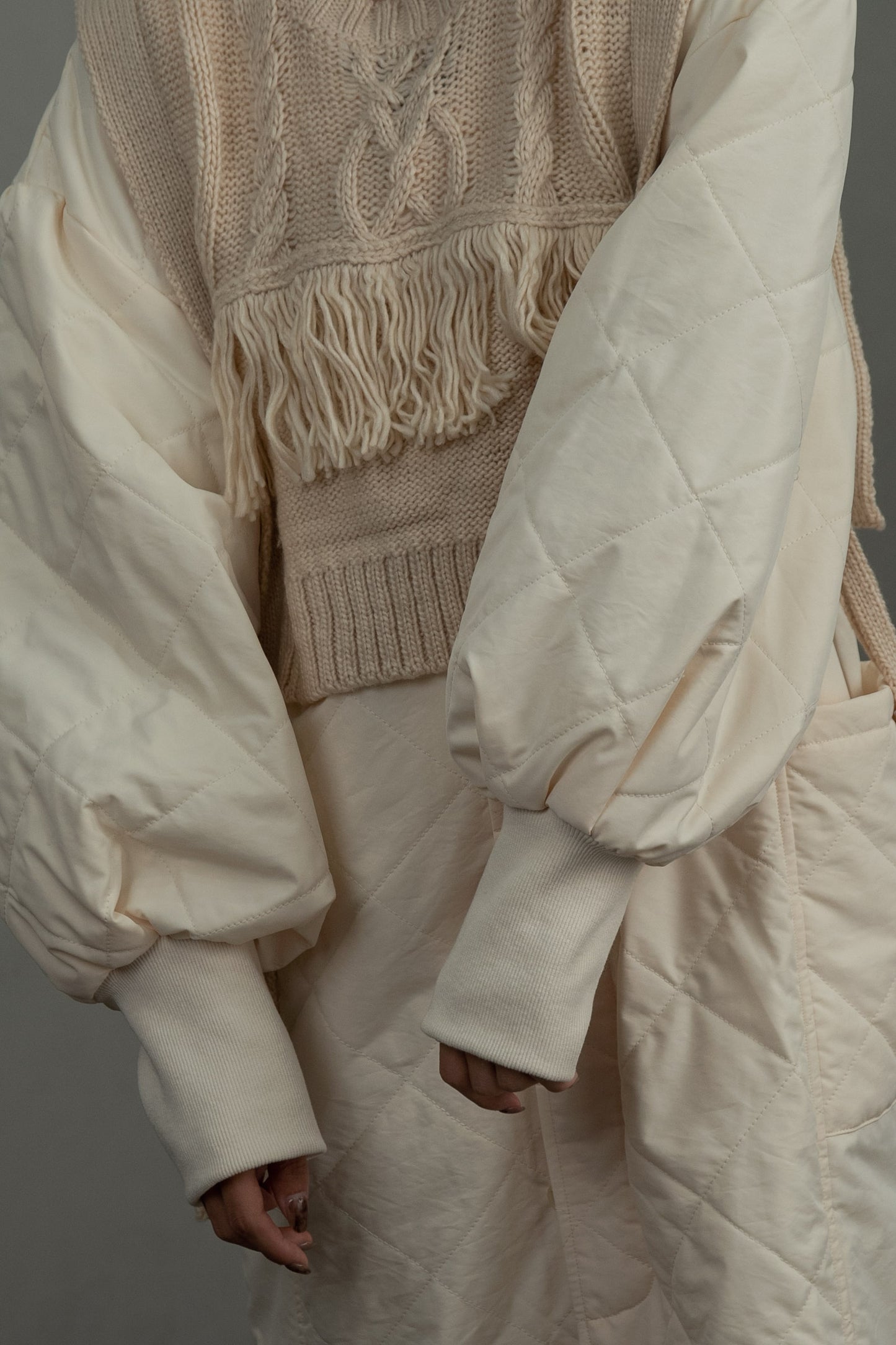quilting volume sleeve long coat