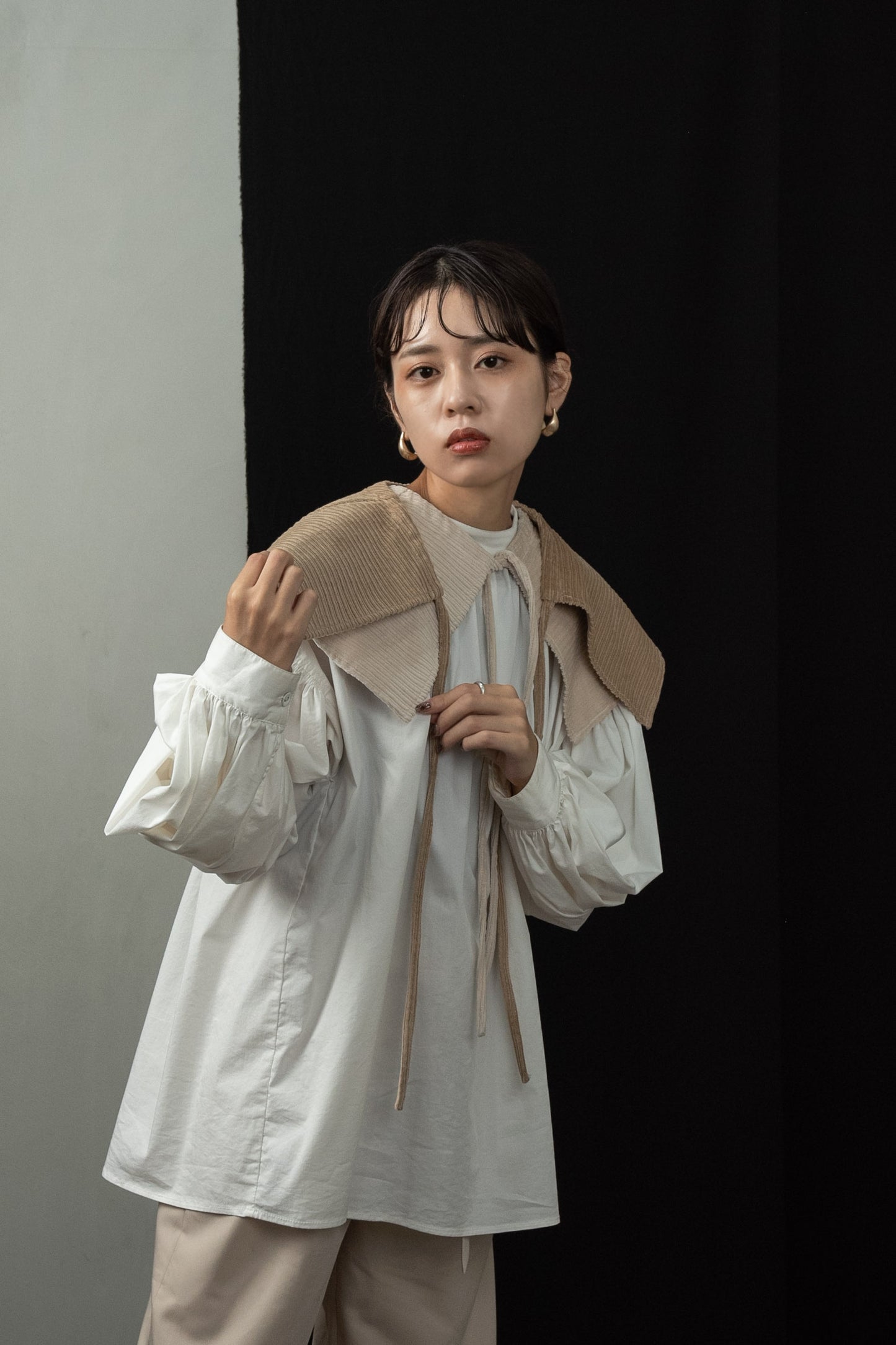 corduroy 2way midi coat