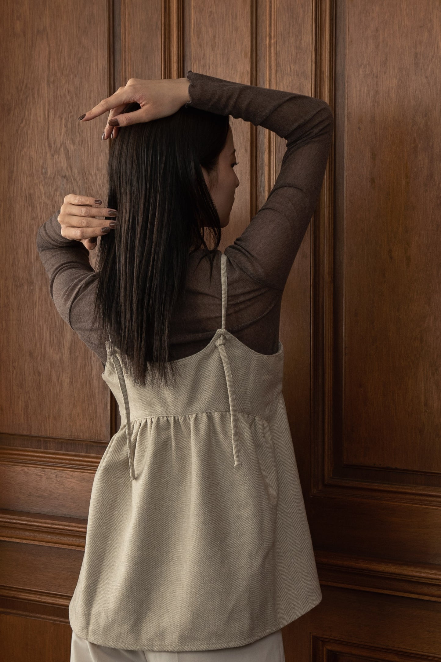 herringbone gather peplum cami