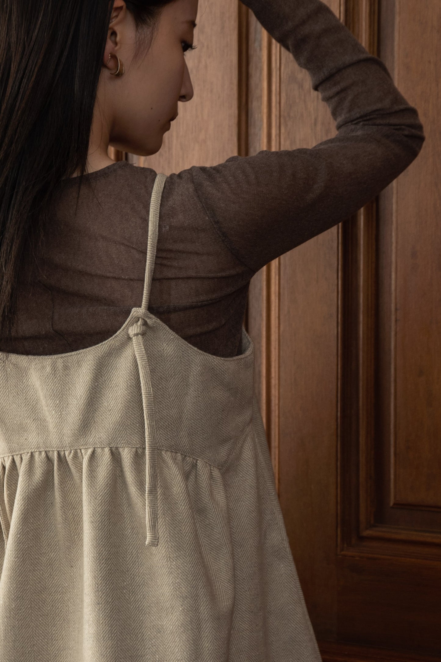 herringbone gather peplum cami