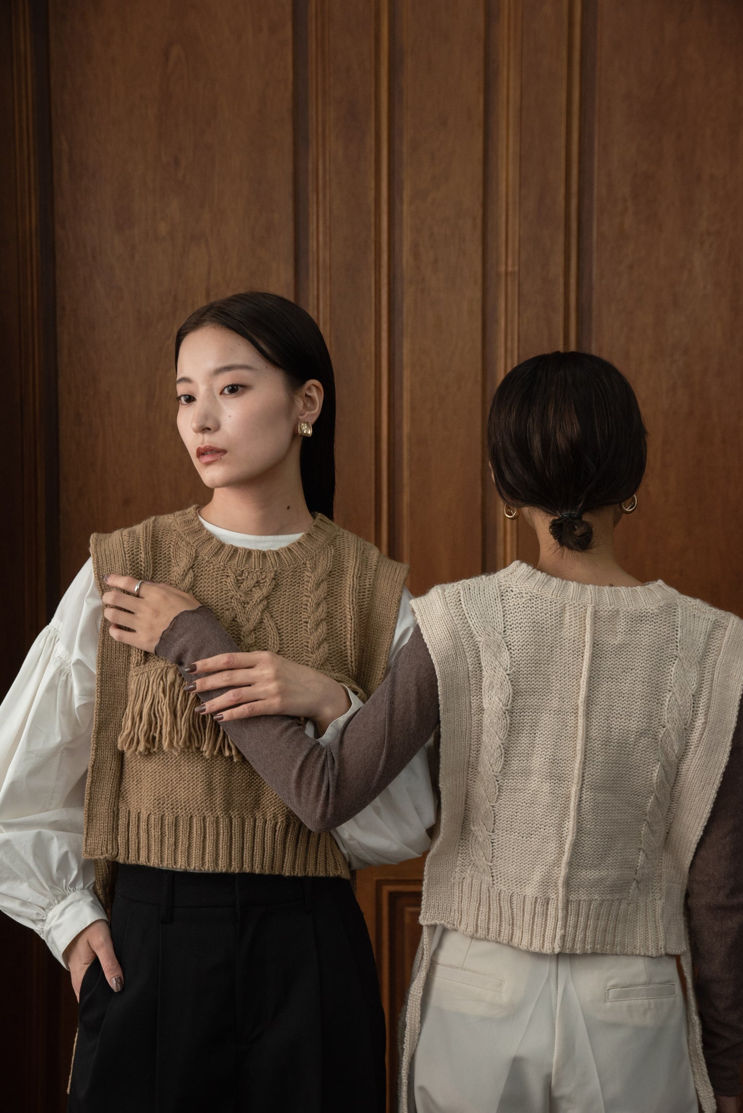 cable knit fringe vest