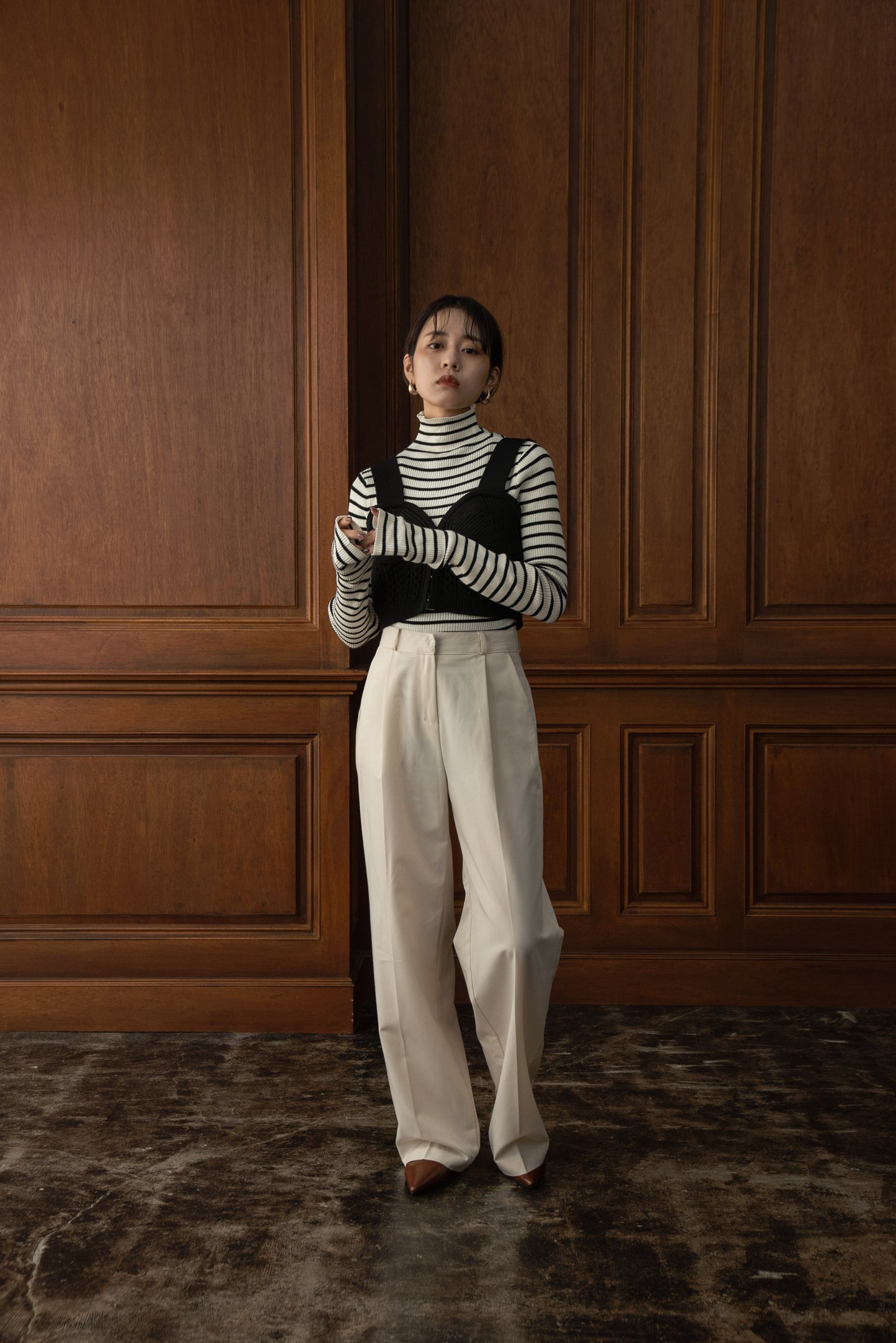 high neck lib knit
