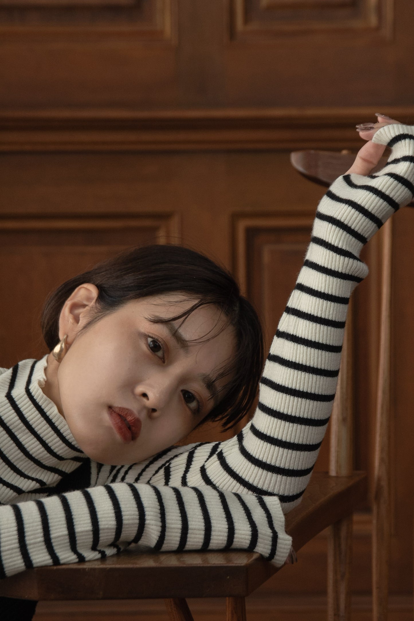 high neck lib knit