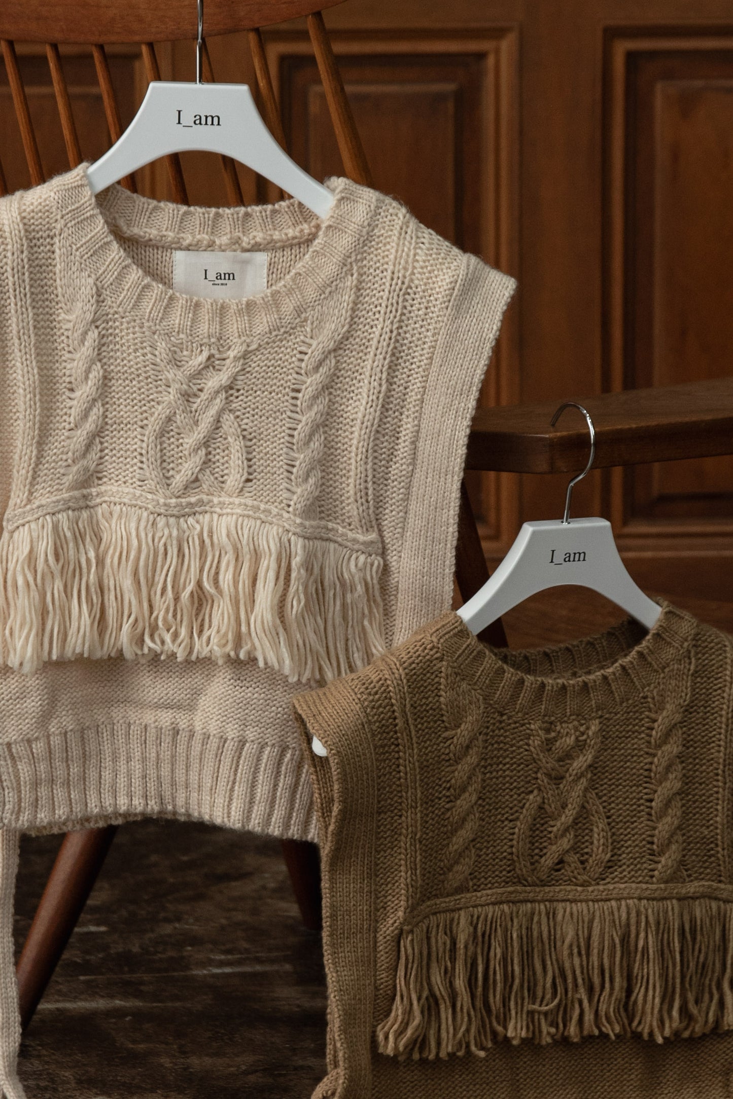 cable knit fringe vest