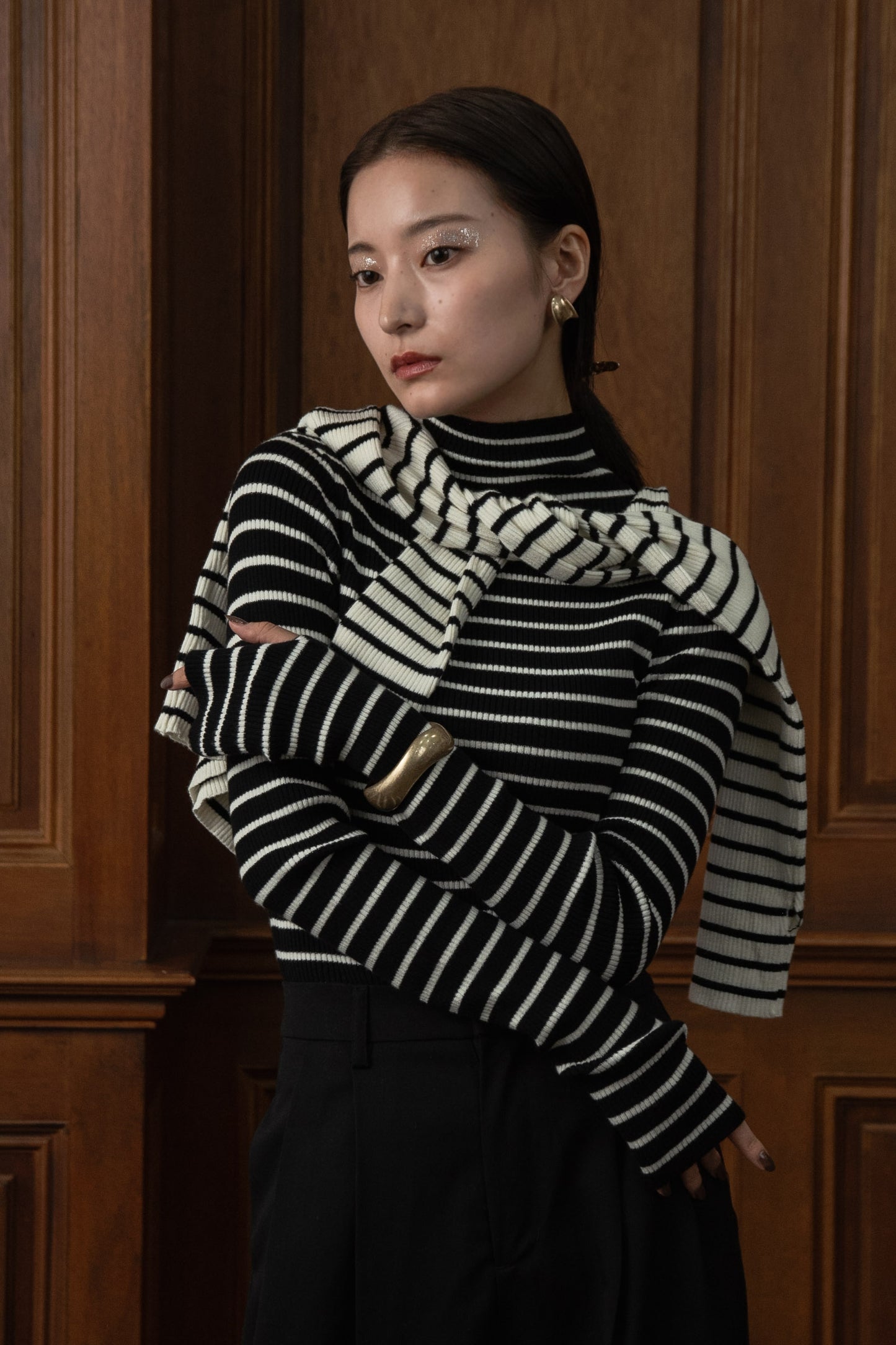 high neck lib knit