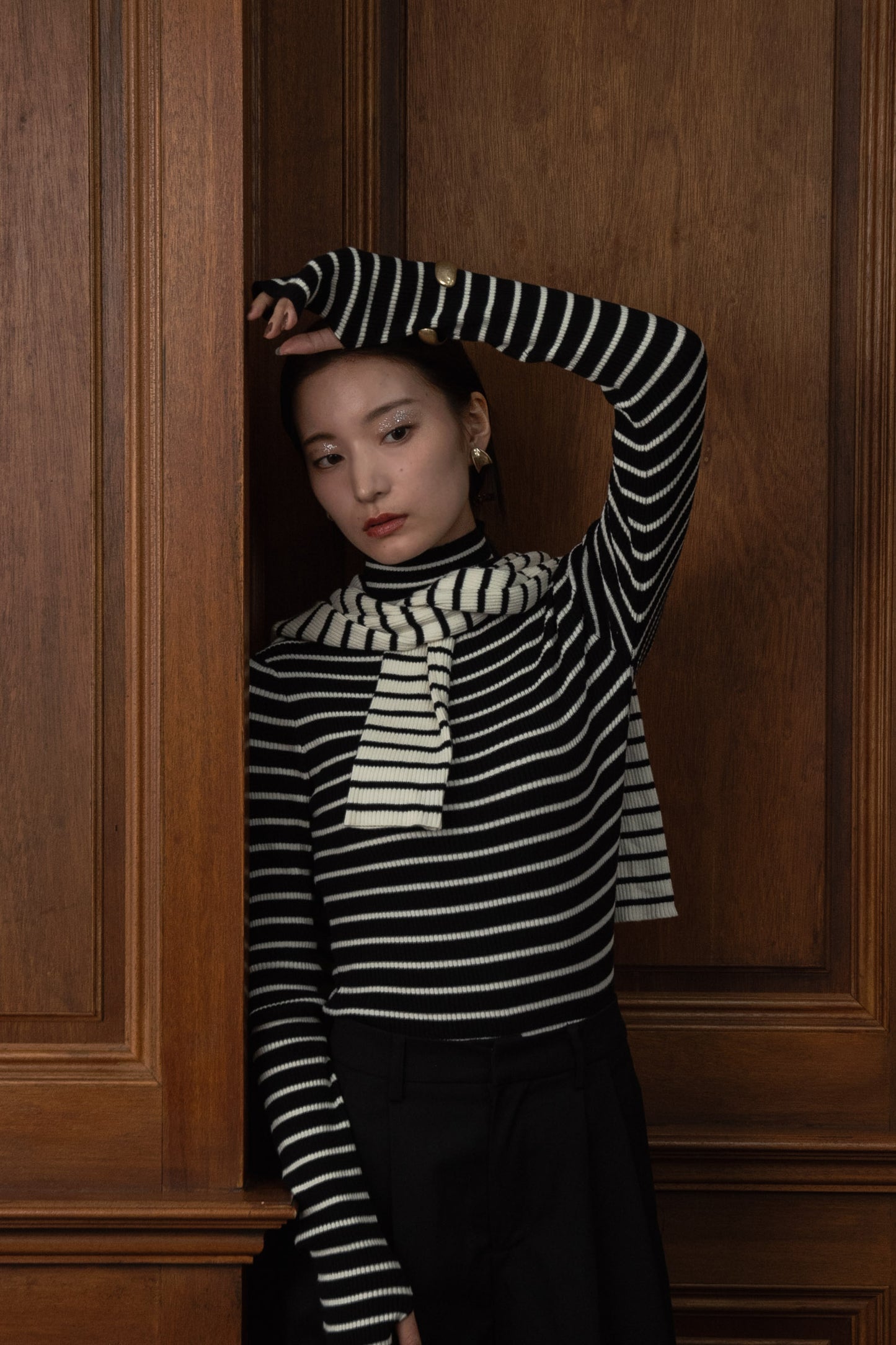 high neck lib knit