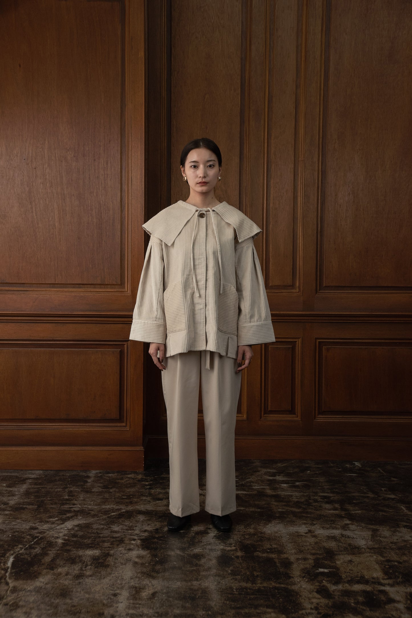 corduroy 2way midi coat