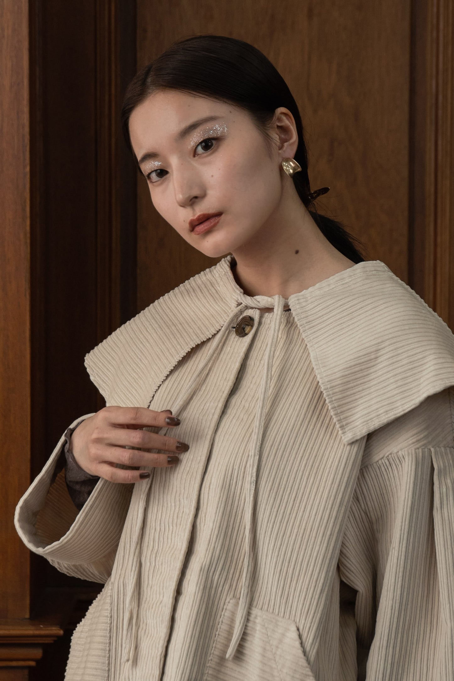 corduroy 2way midi coat