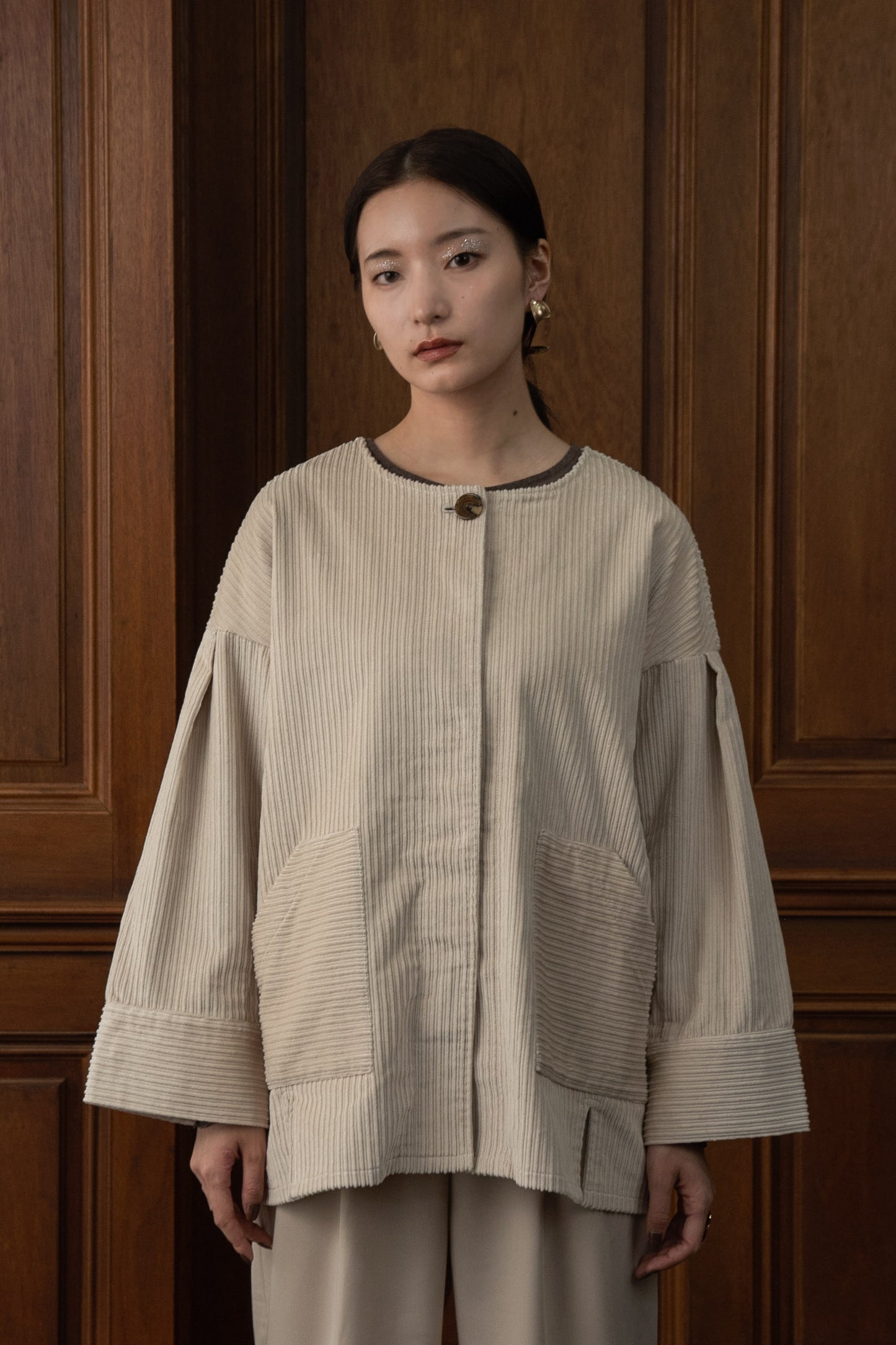 corduroy 2way midi coat