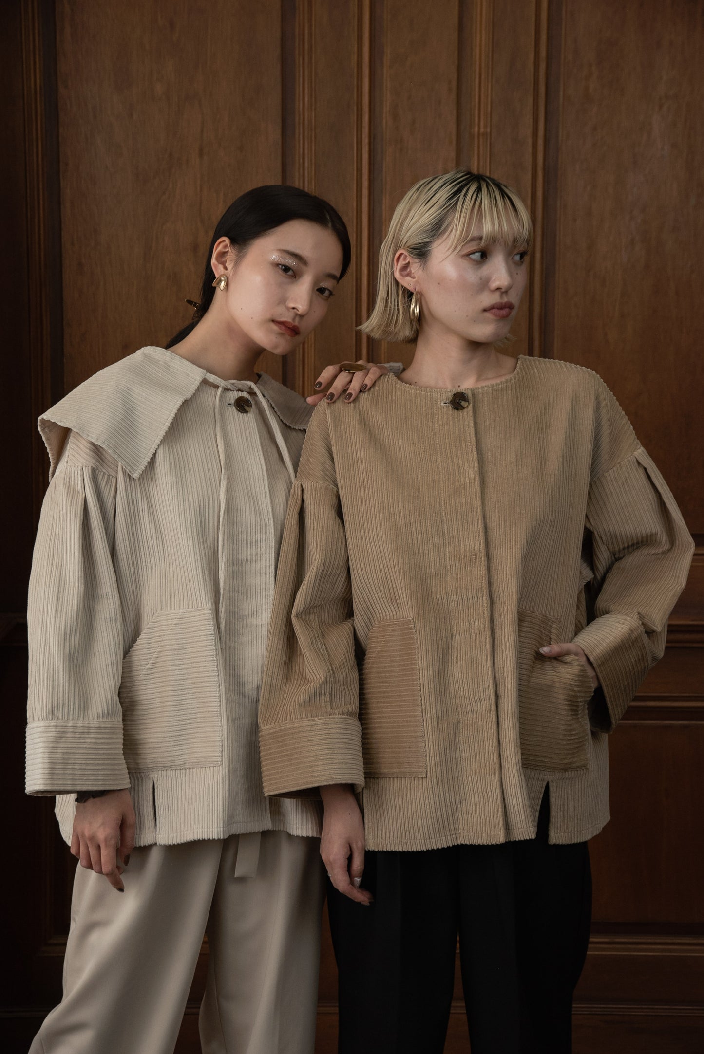 corduroy 2way midi coat