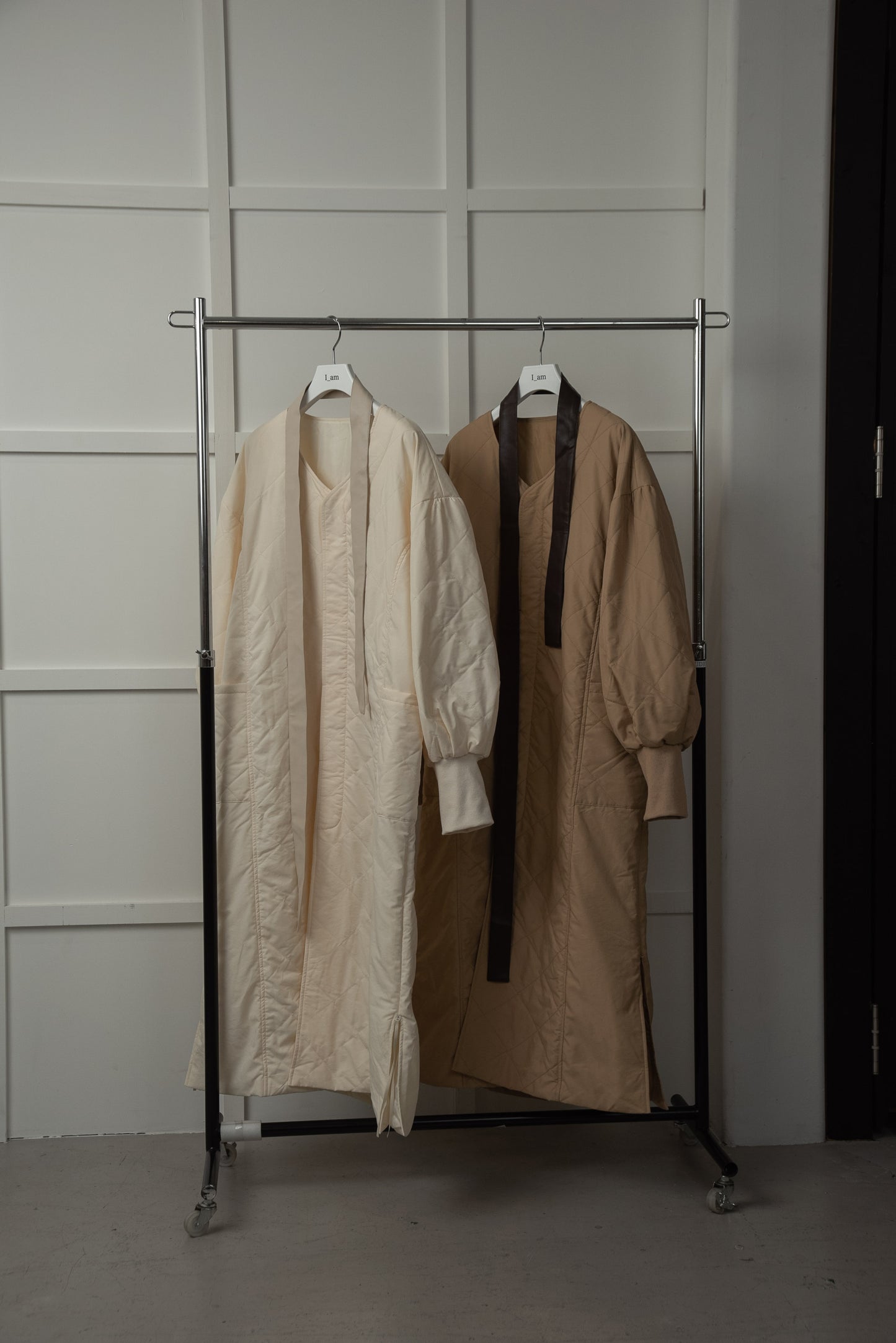 quilting volume sleeve long coat