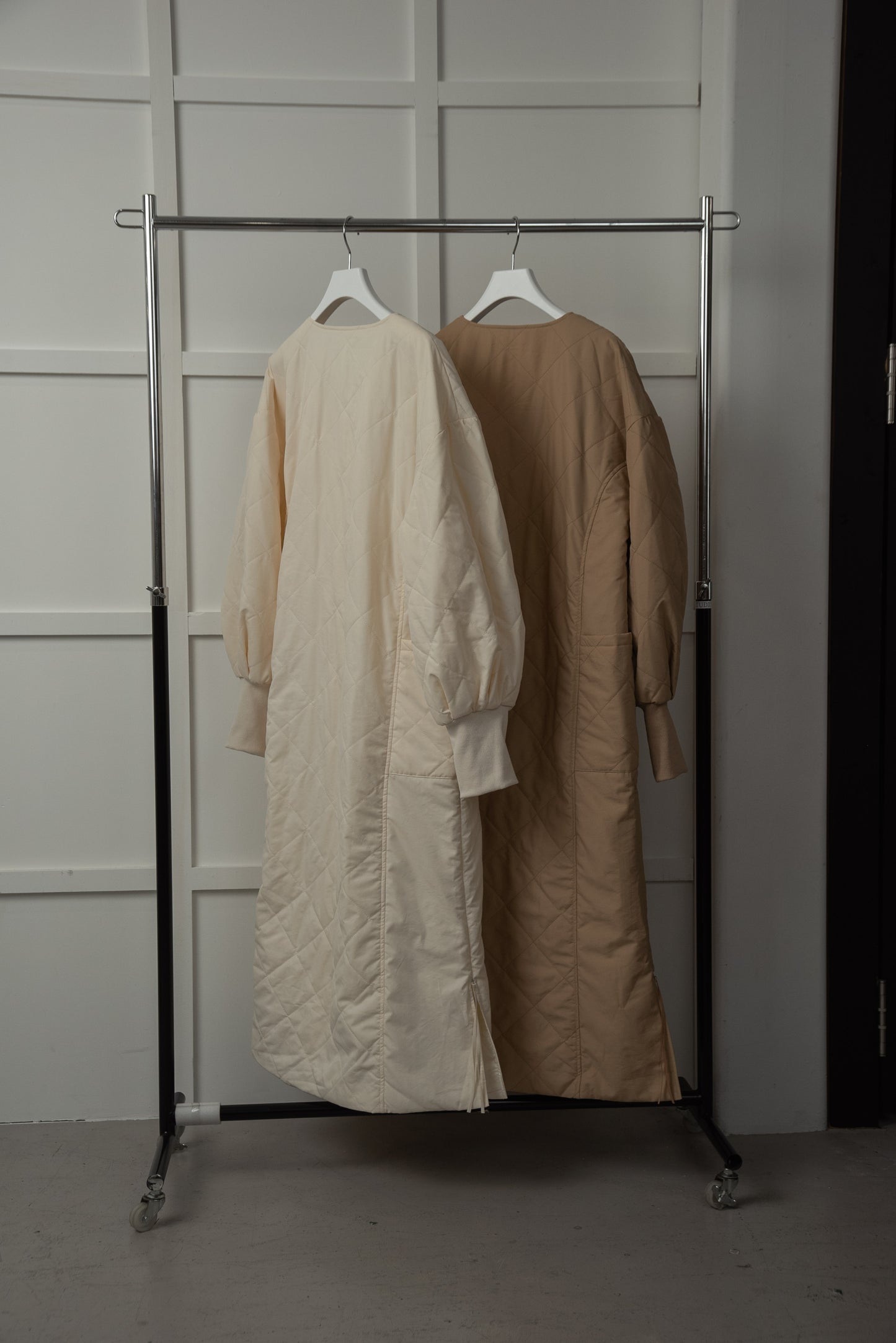 quilting volume sleeve long coat