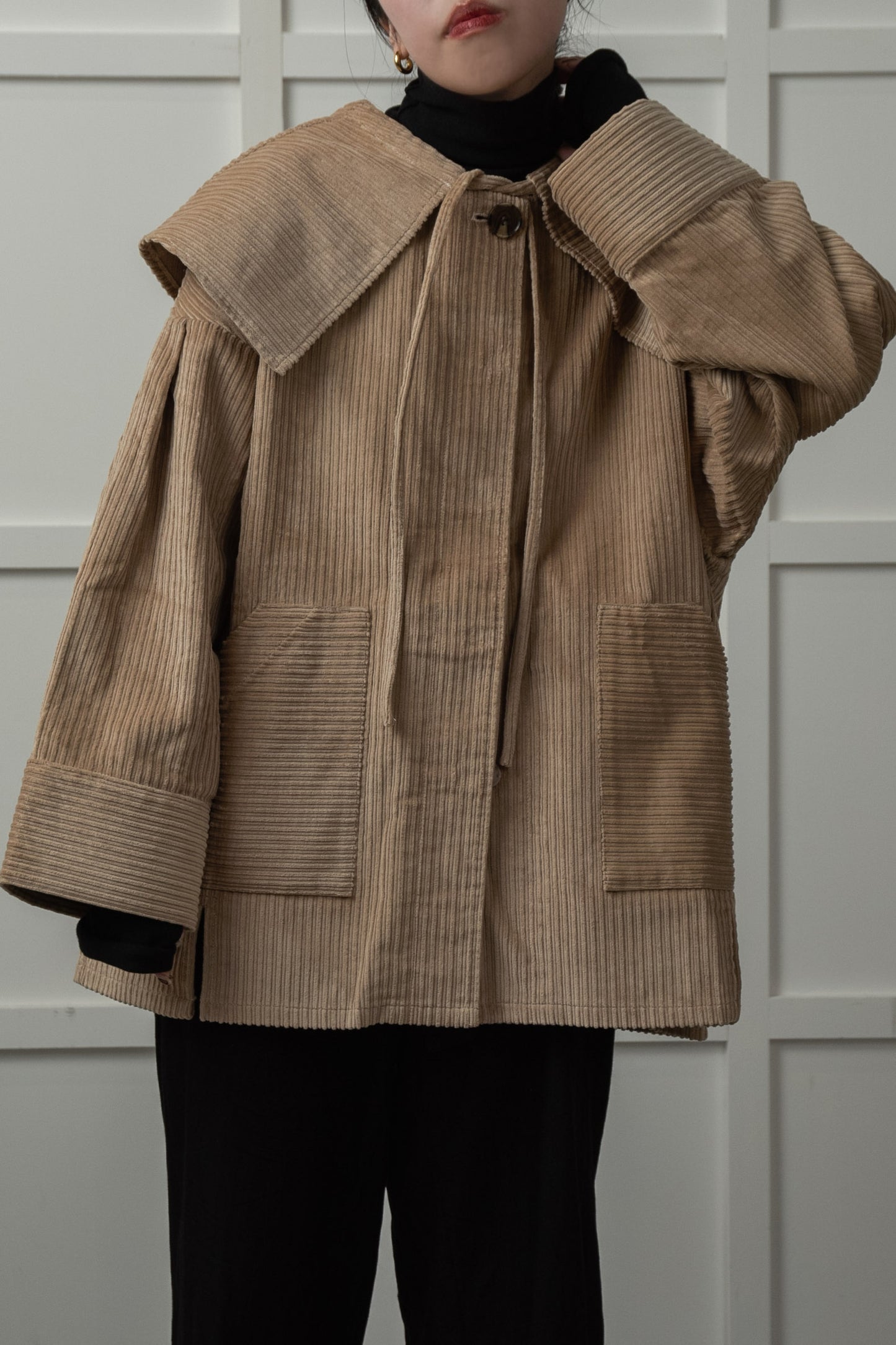 corduroy 2way midi coat