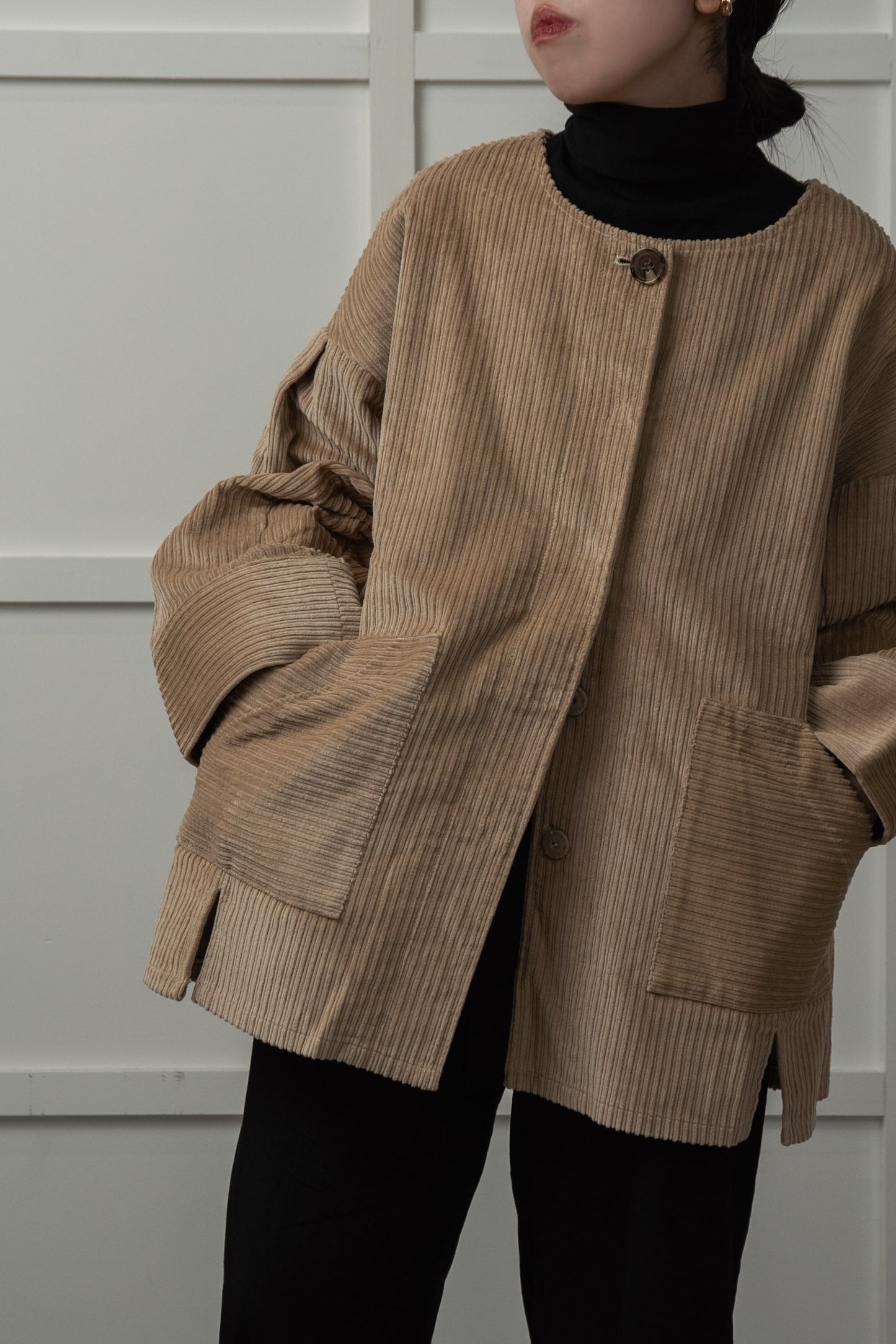 corduroy 2way midi coat