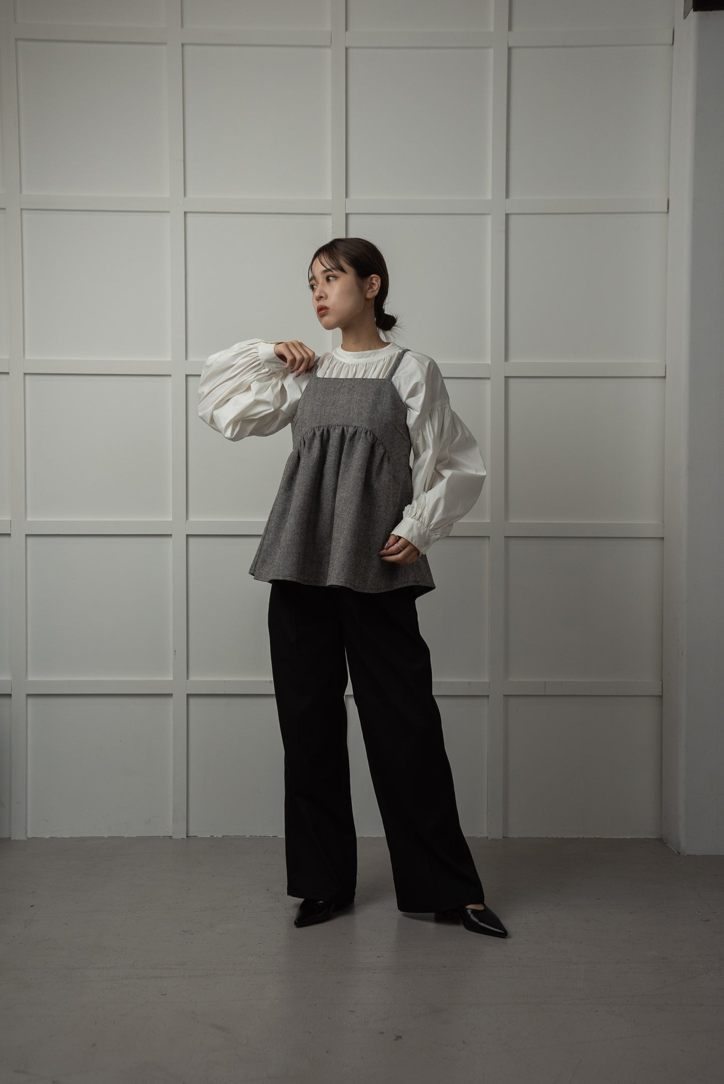 herringbone gather peplum cami