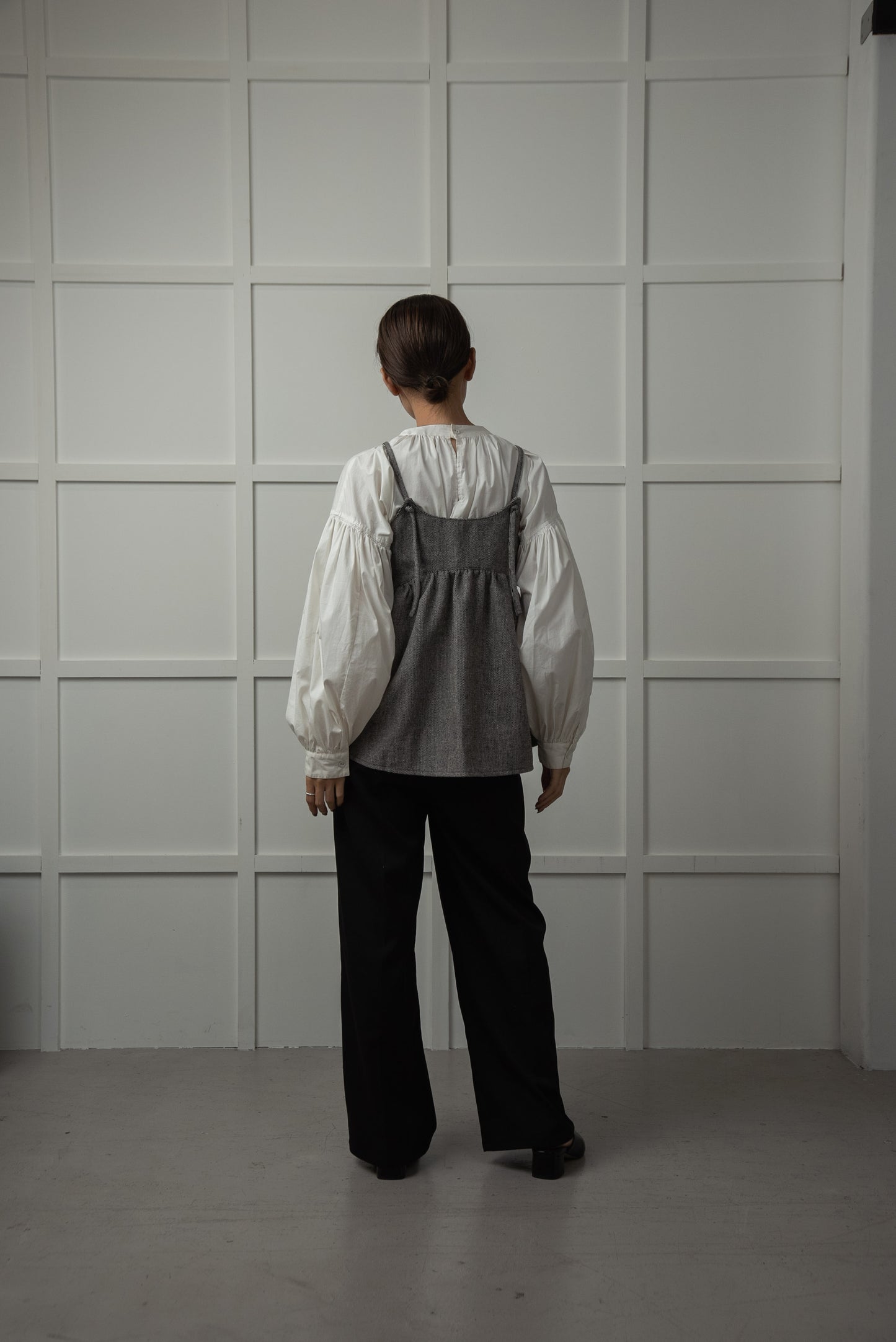 herringbone gather peplum cami
