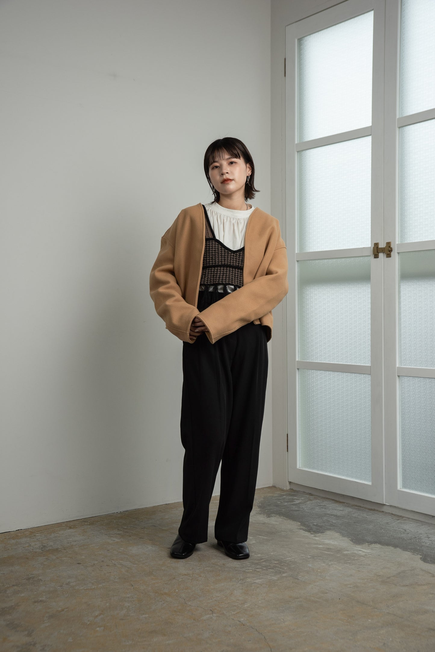 no collar short jacket