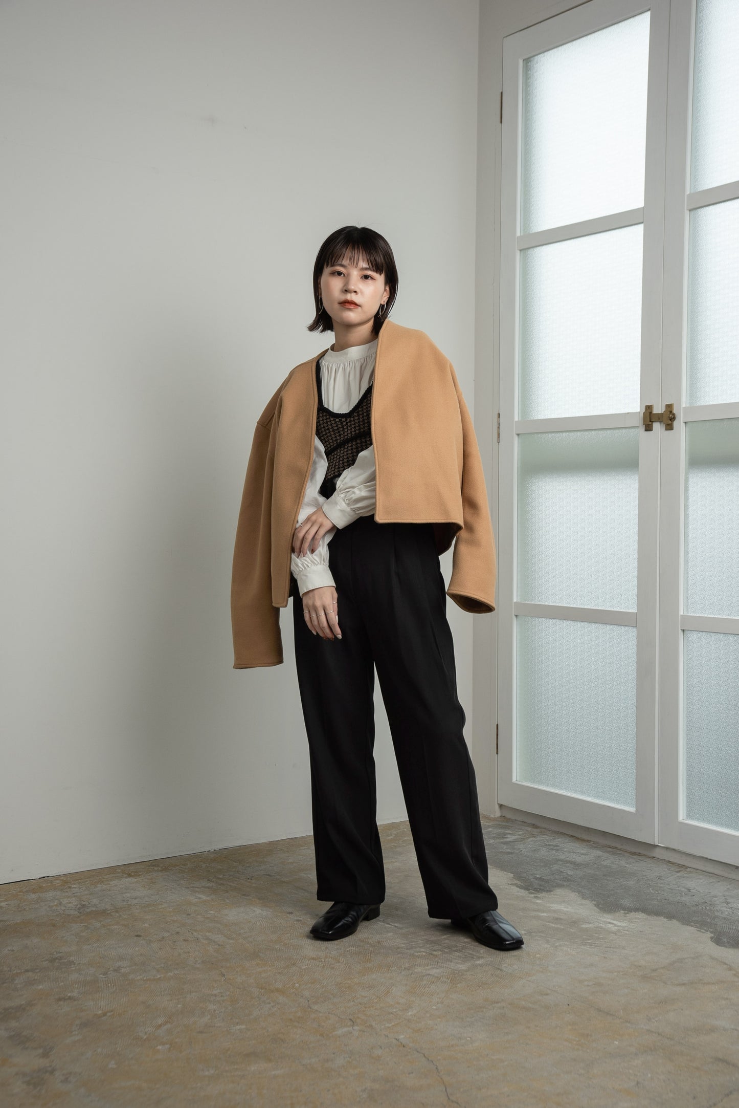 no collar short jacket